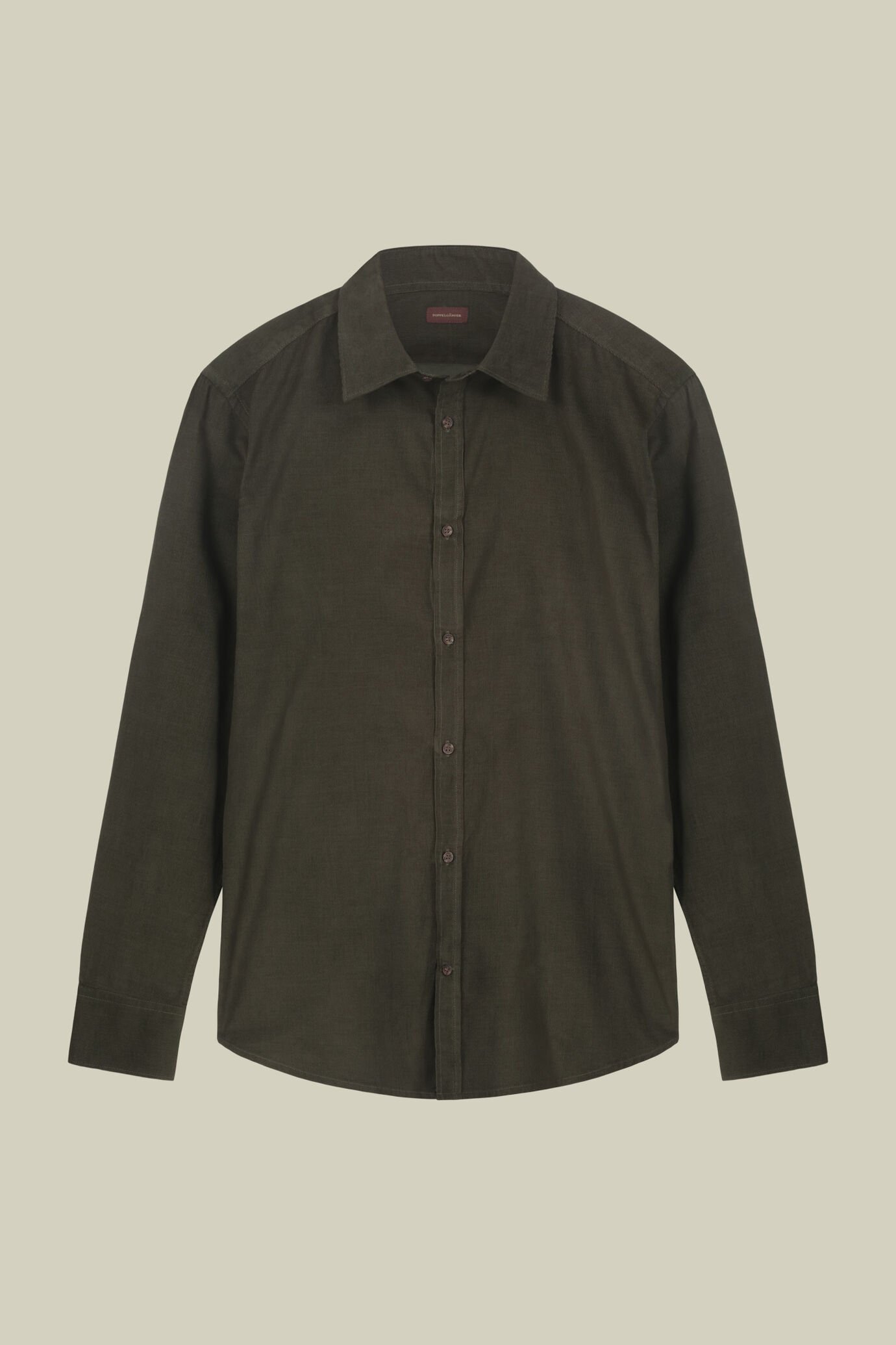 Camicia uomo casual 100% cotone tessuto velluto 1000 righe tinta unita image number 4