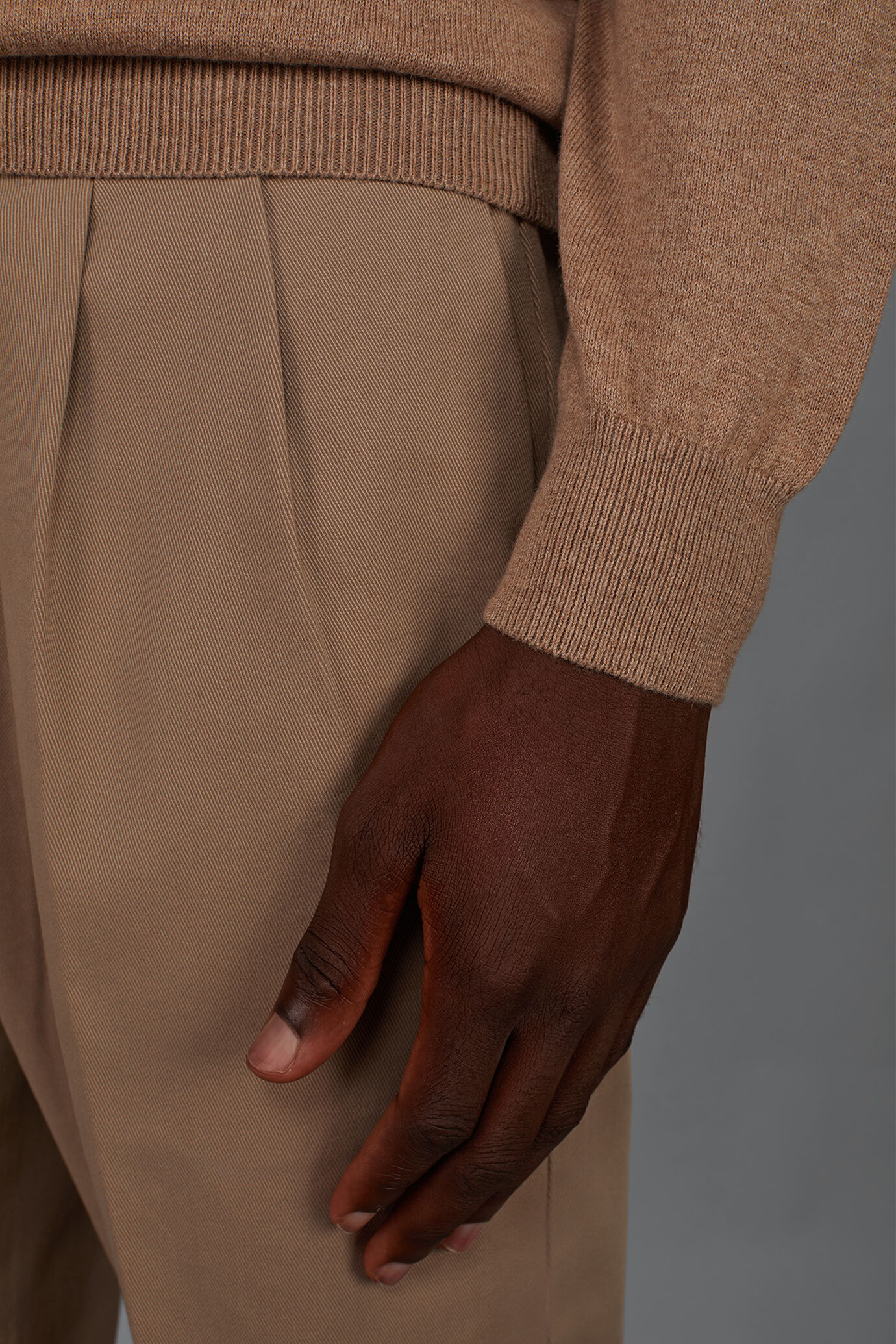 Men's regular fit high neck jumper in wool and cotton image number 3