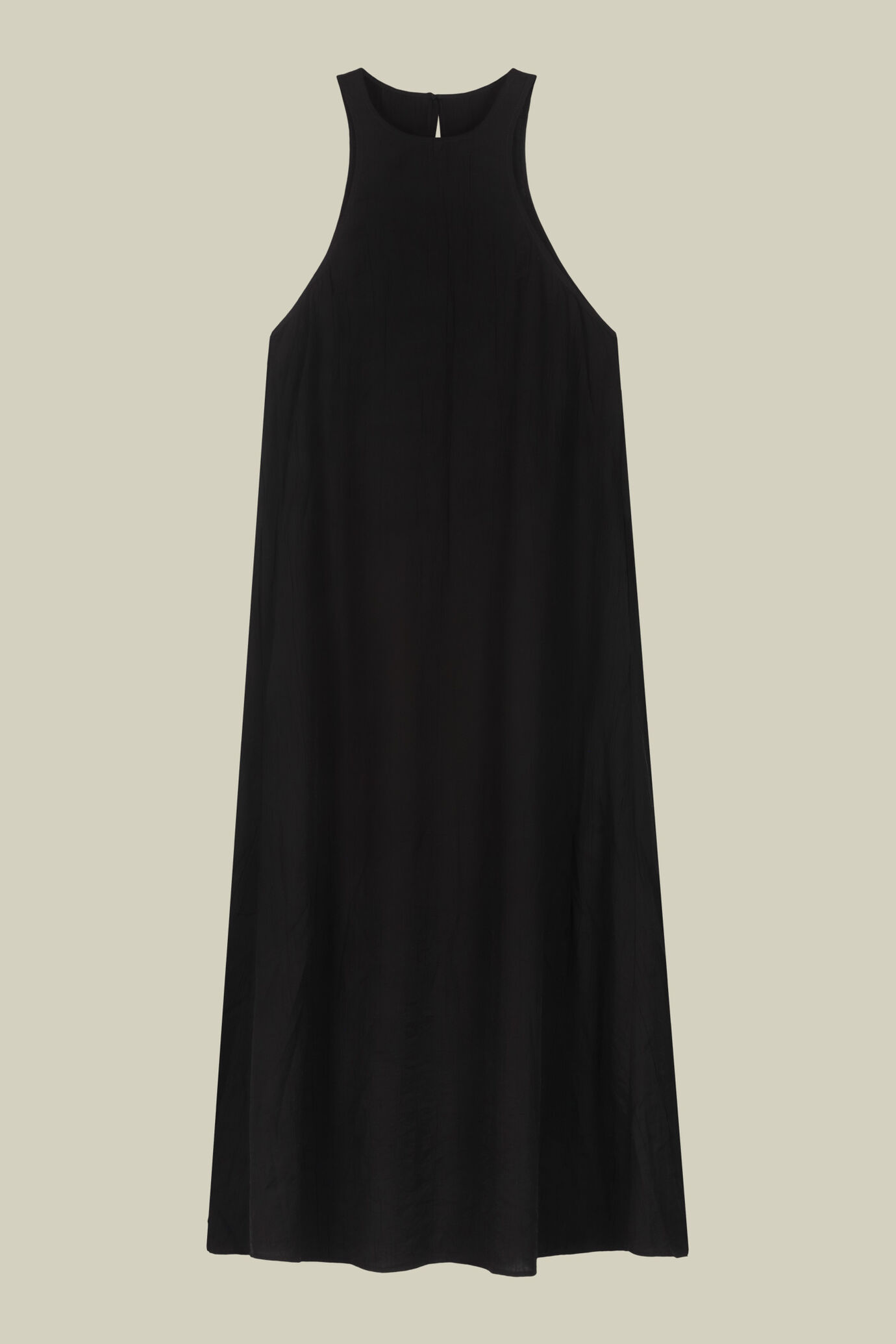 Langes Damenkleid aus leichtem Stoff mit tiefem Rundhalsausschnitt image number 5