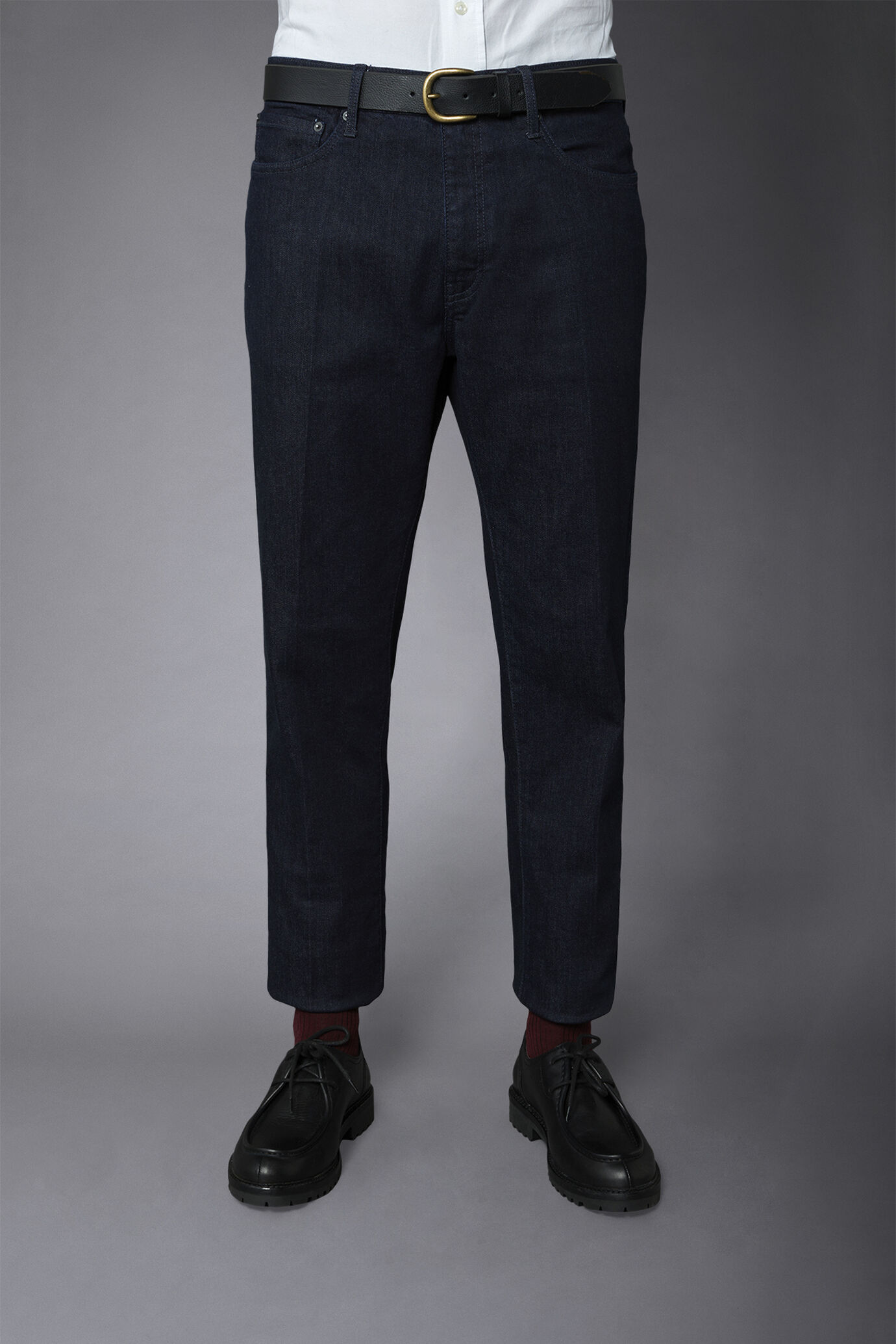 Men's 5-pocket jeans regular fit denim fabric image number 2