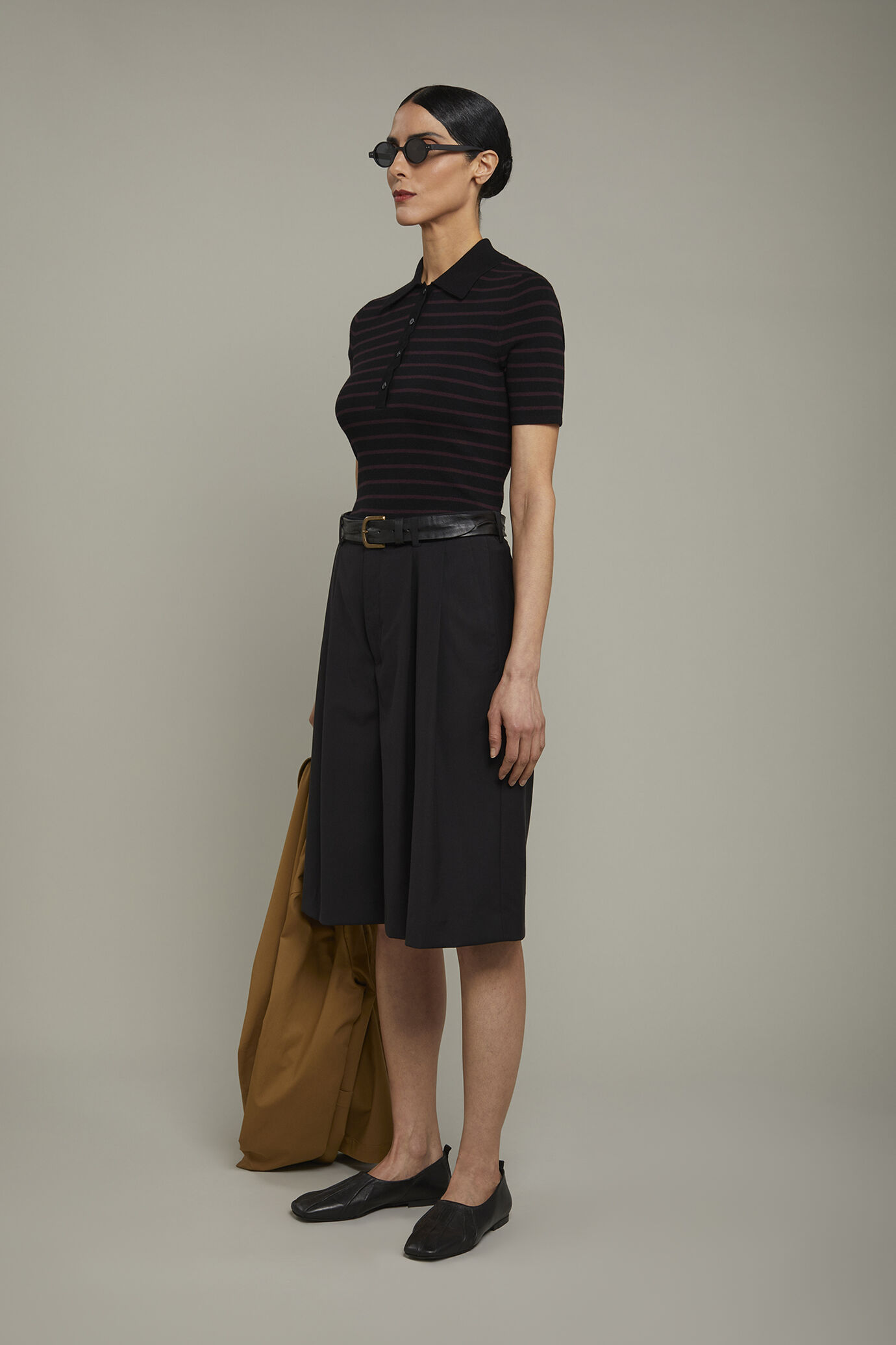 Short midi femme à pinces, coupe régulière image number 1