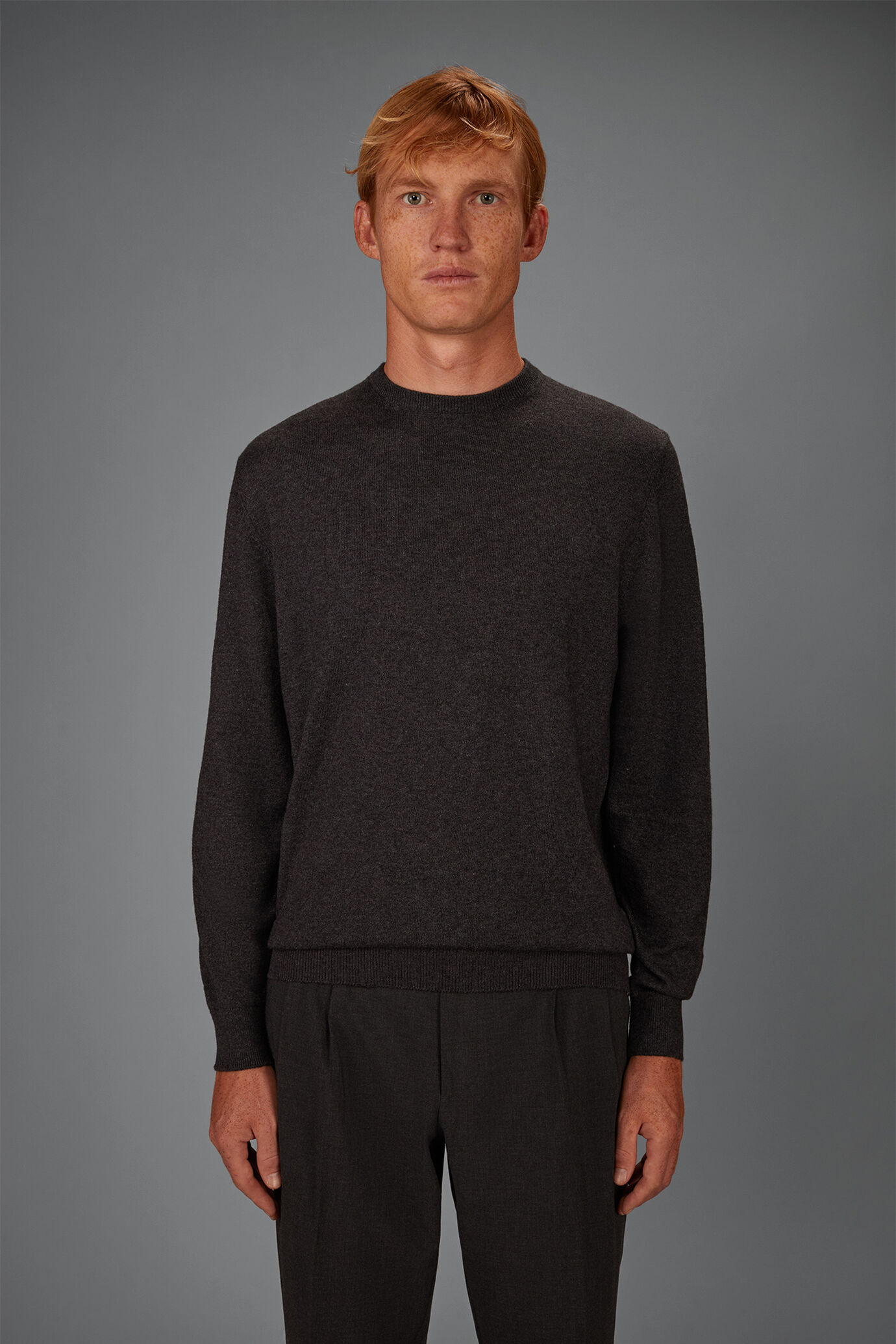 Maglia uomo girocollo lana e cotone regular fit image number 1