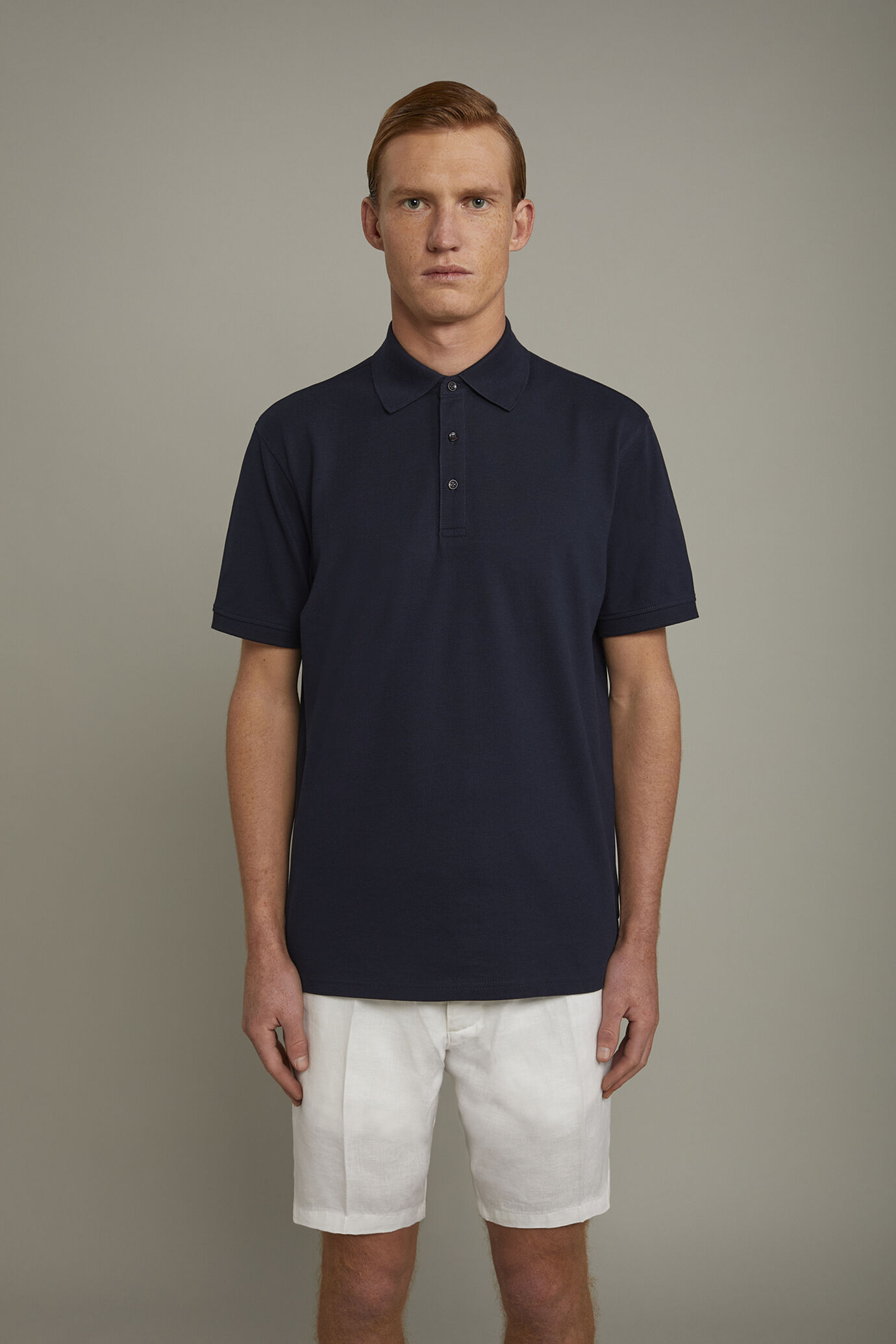 Kurzärmeliges Herren-Poloshirt aus 100 % Baumwolle in normaler Passform