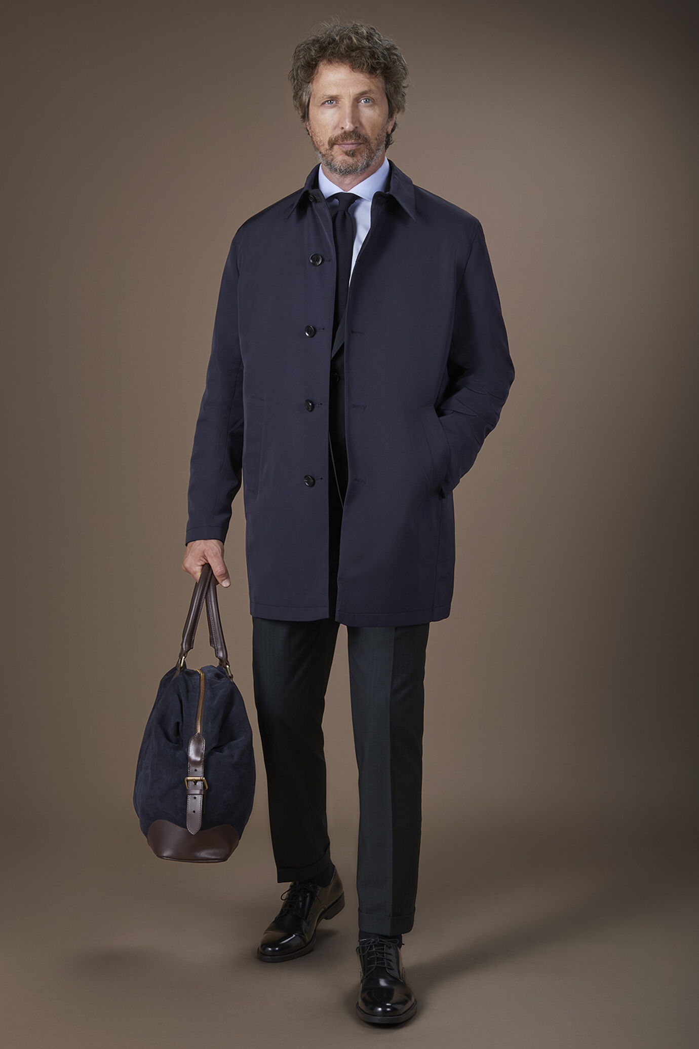 Imperméable pour homme en tissu technique réversible et imperméable Wool Blend coupe classique image number 2