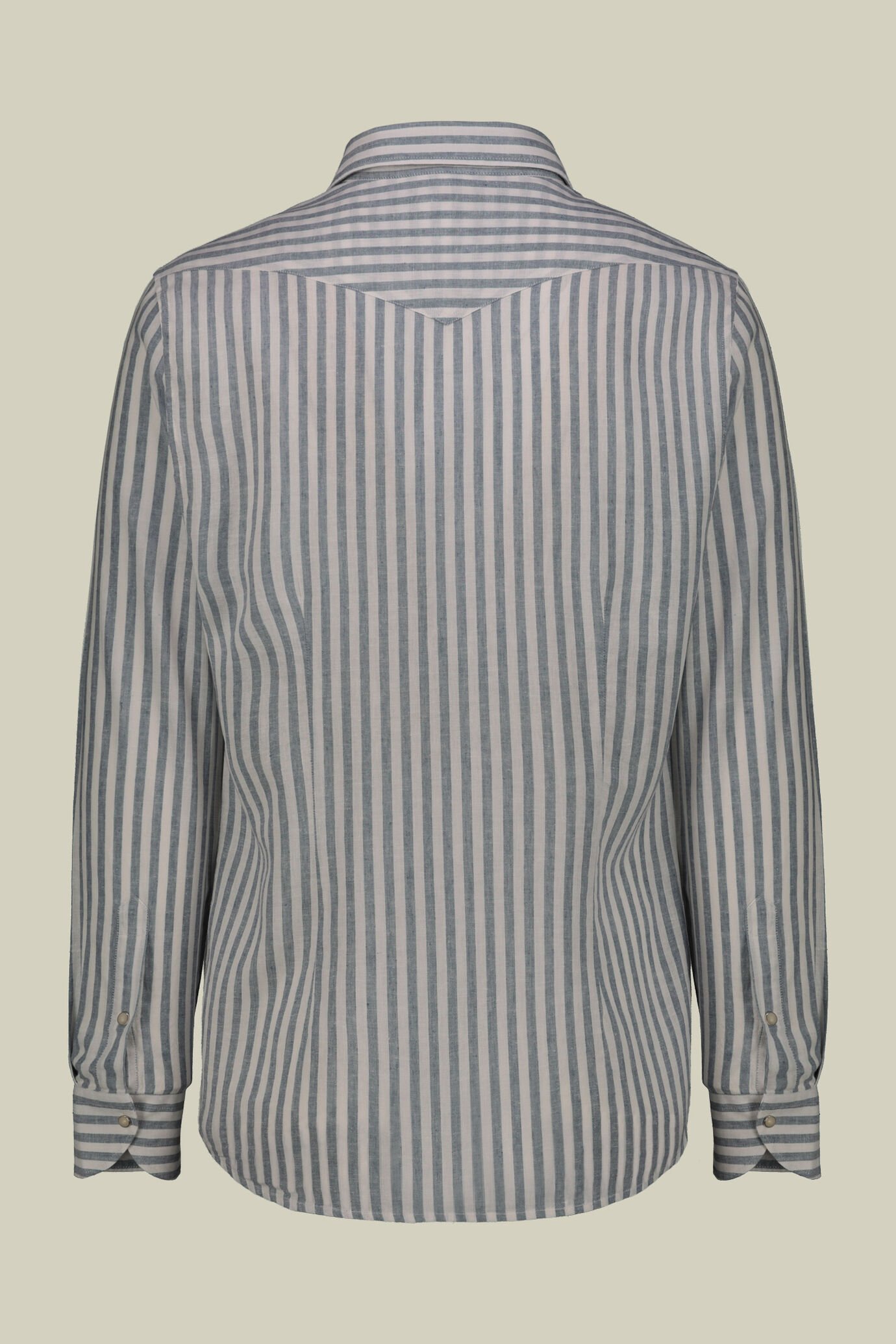 Herren-Freizeithemd mit französischem Kragen aus gewaschenem Leinen- und Baumwollstoff mit Streifenmuster image number 5