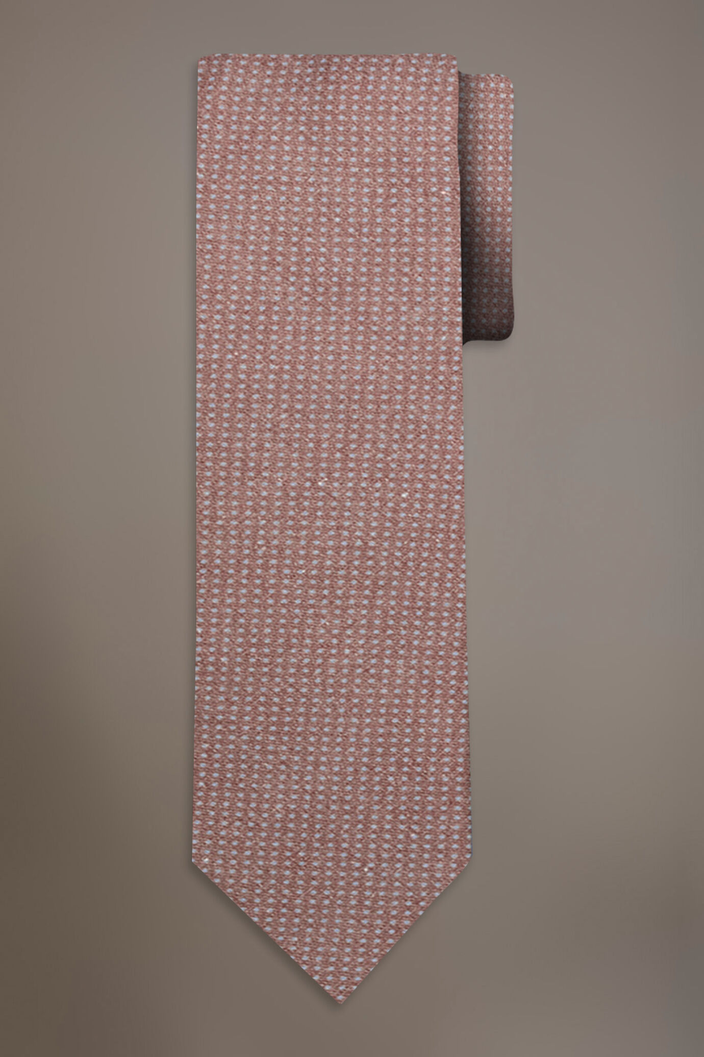 Cravatta uomo brown misto lino fantasia