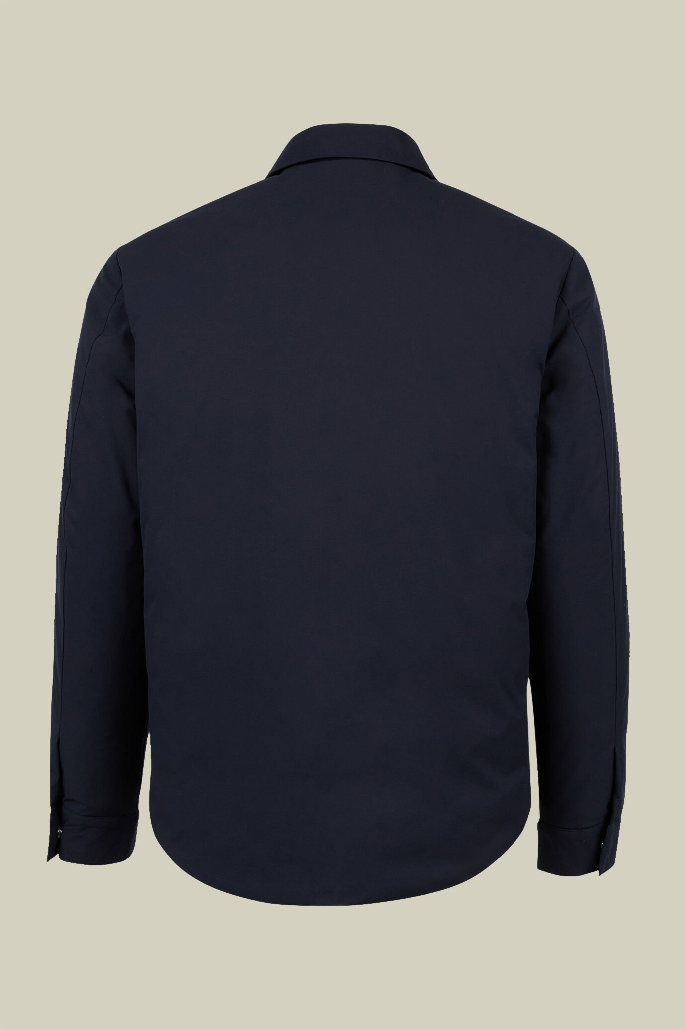 Men's regular fit padded jacket with a shirt collar in stretch technical fabric