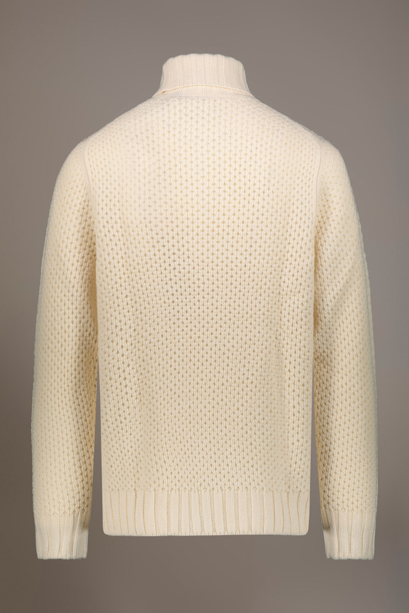 Wool blend turtleneck sweater with honeycomb heavy knitting image number 5