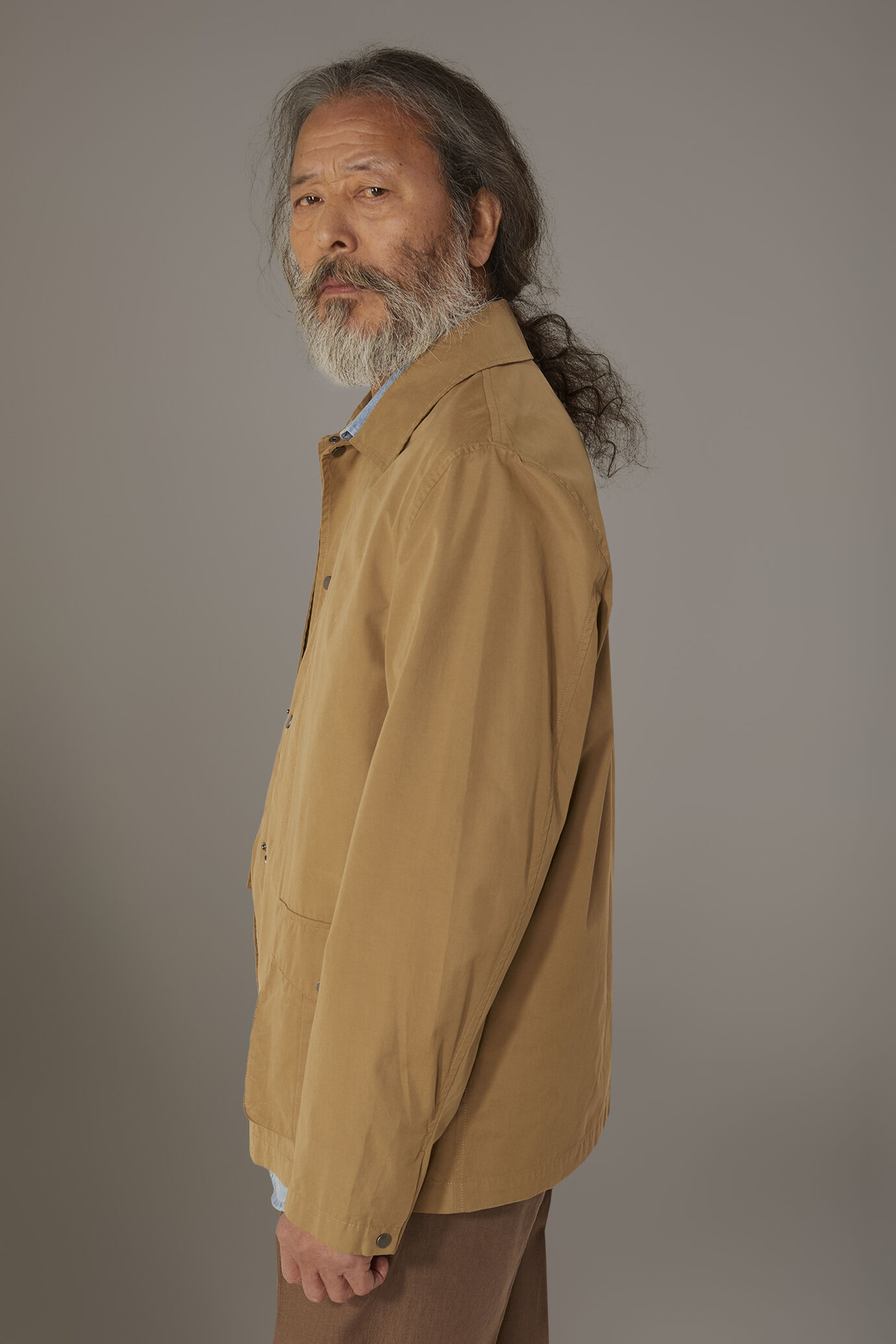Coated fabric jacket with snaps image number 3