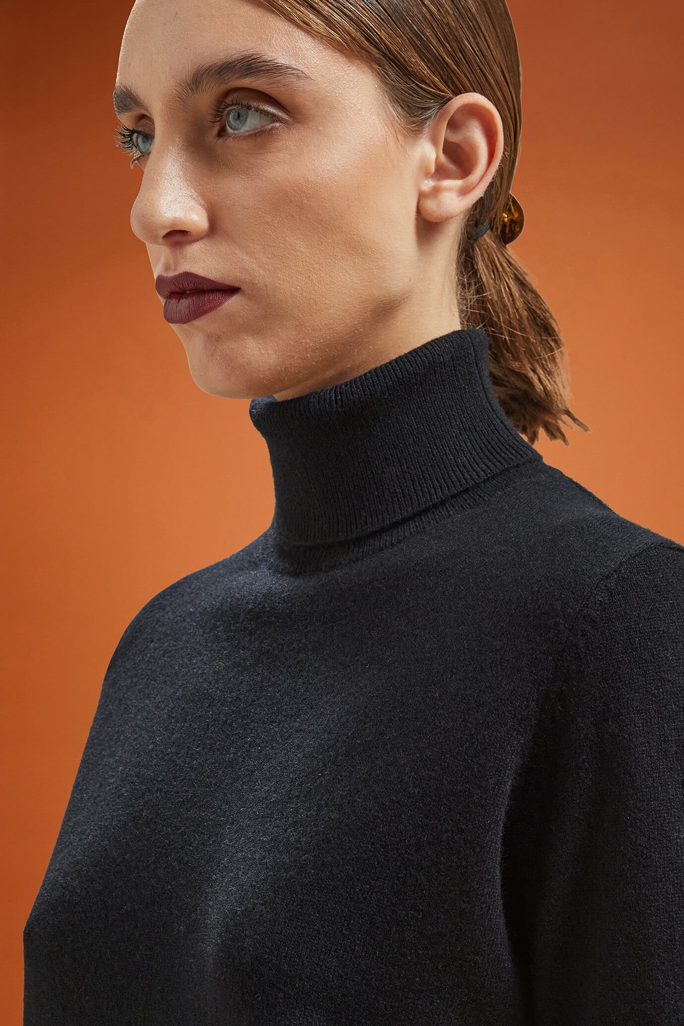 Pull à col roulé pour femme, 100% cachemire, coupe classique image number 2