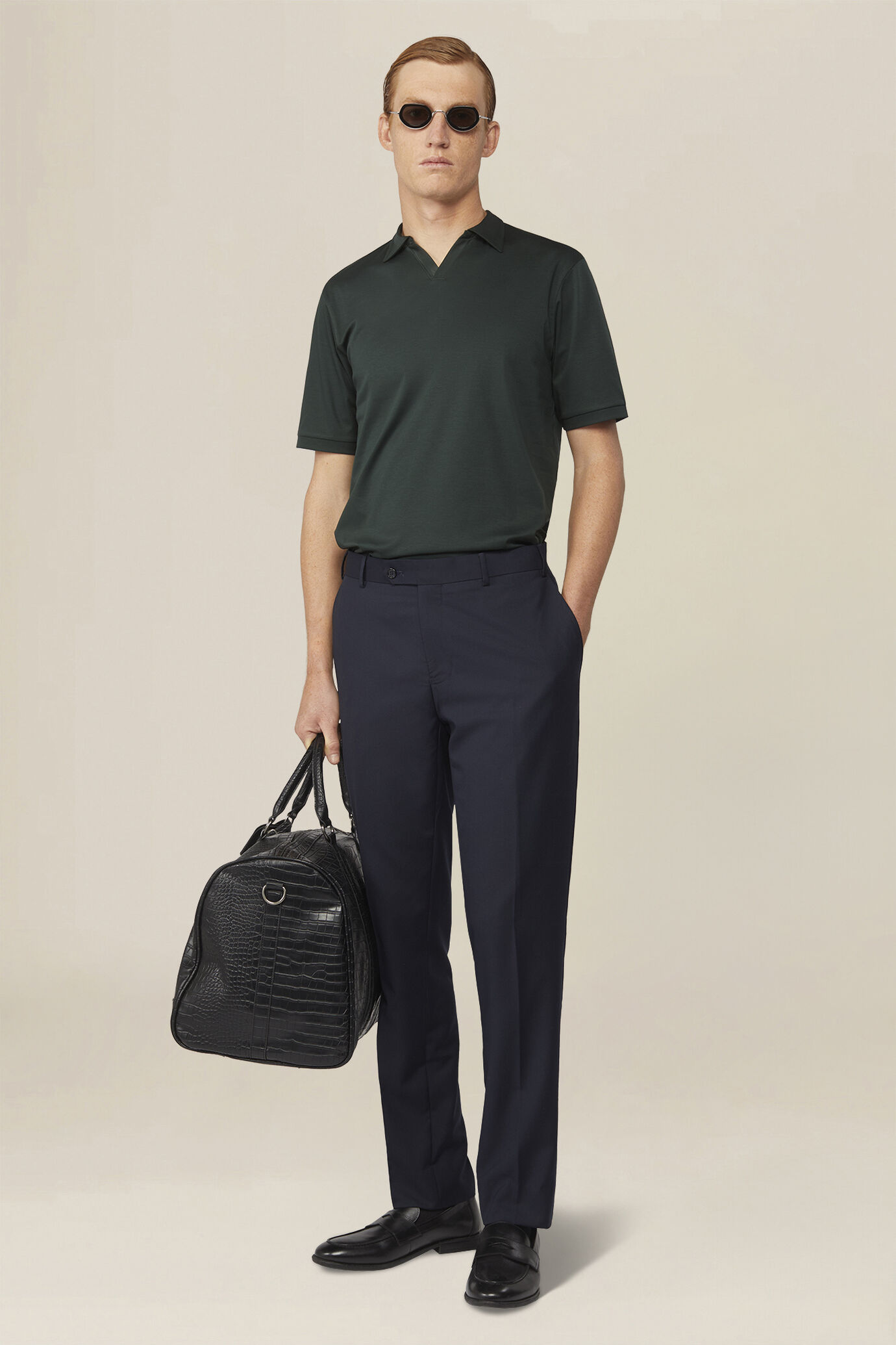 Men's polo shirt with Derby collar in 100% cotton, regular fit image number 1