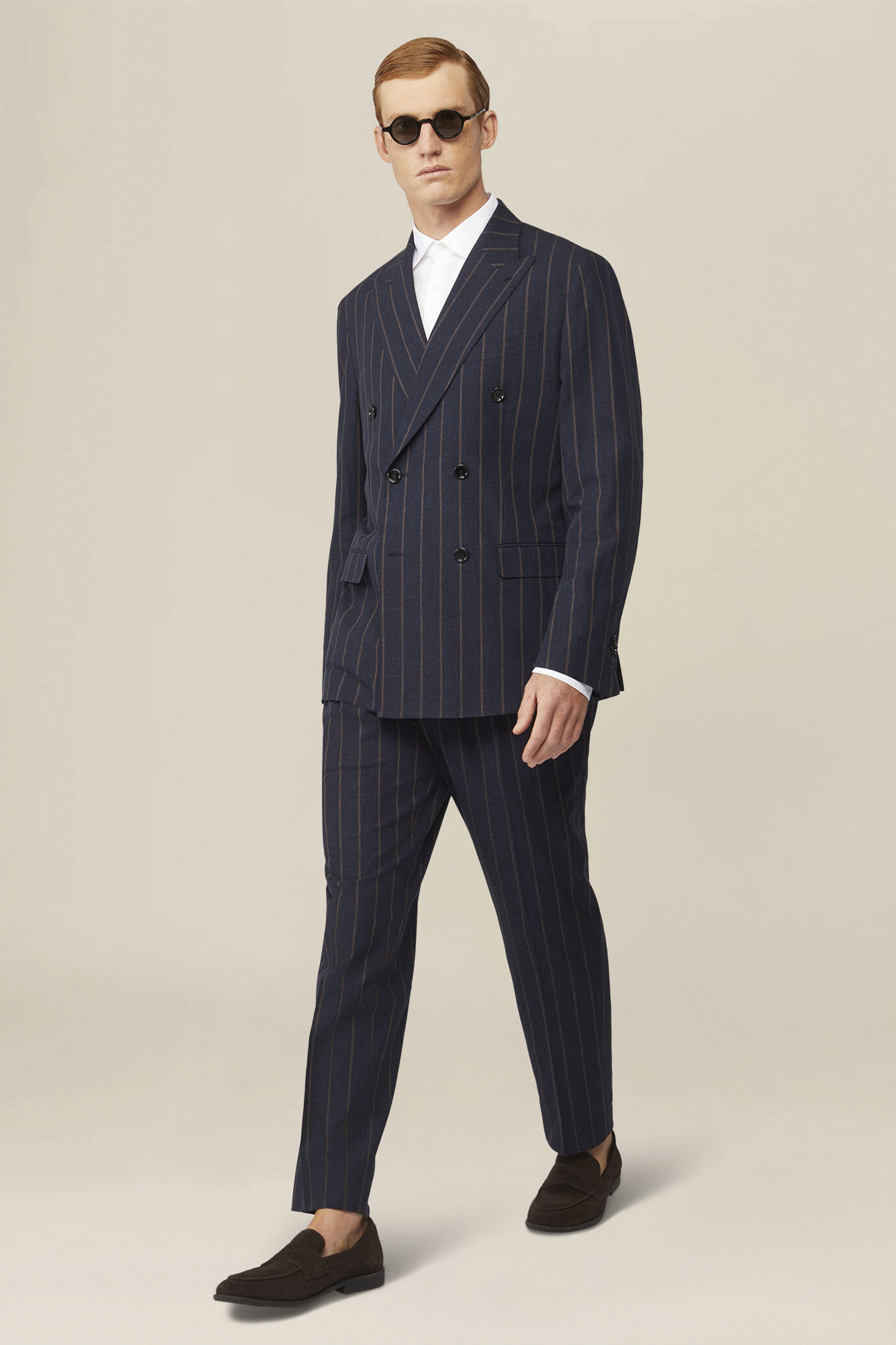 Giacca uomo doppiopetto sfoderata gessata image number 1