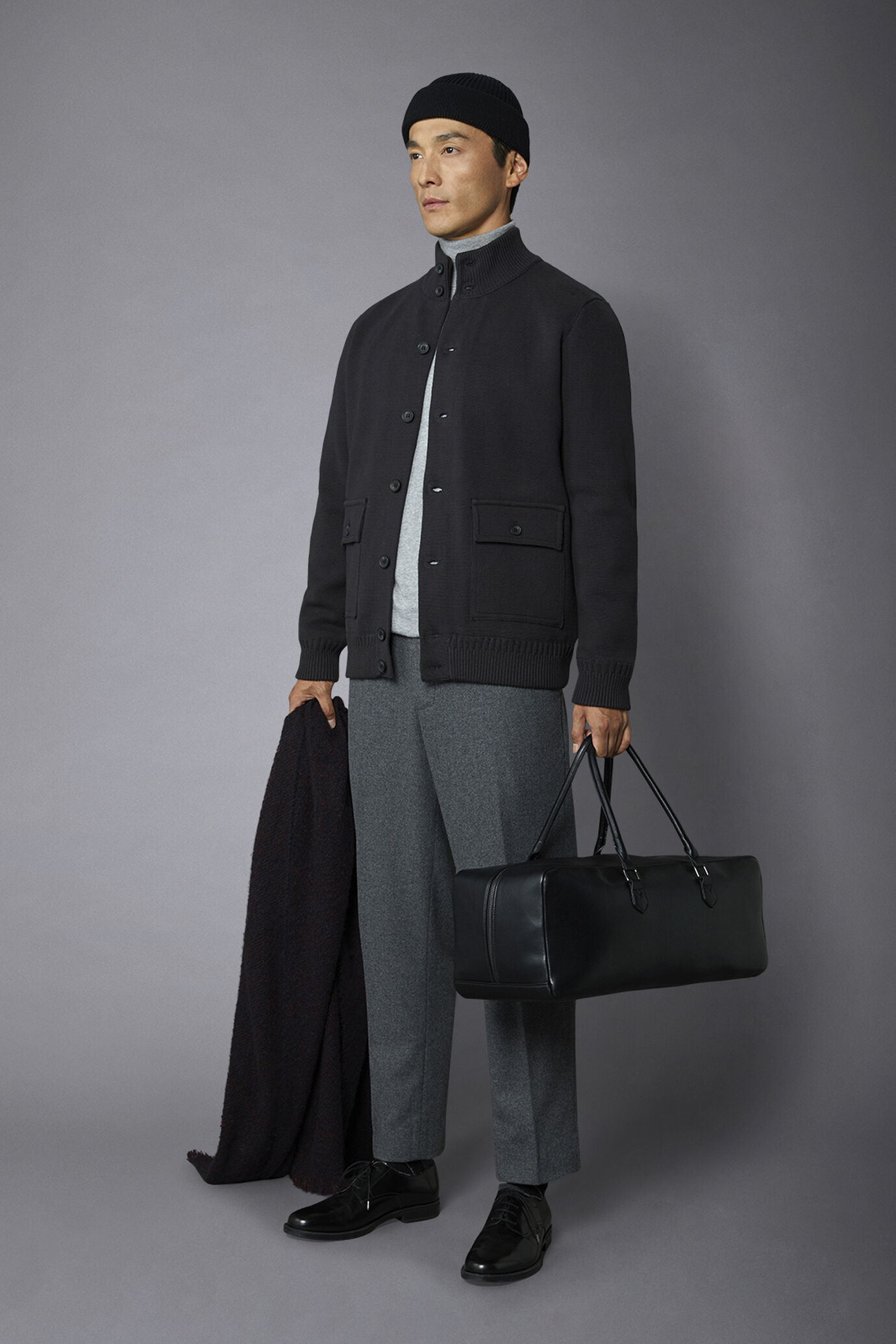 Men's lined Cotton knit jacket milan stitch image number 1