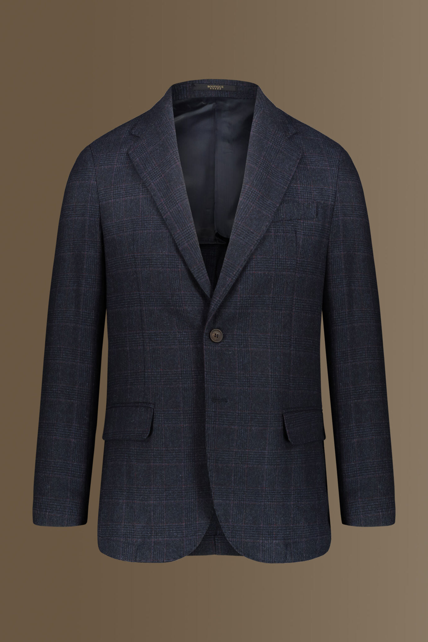 Single breasted Jaket, wool blend, fheck design. Made in italy image number 0