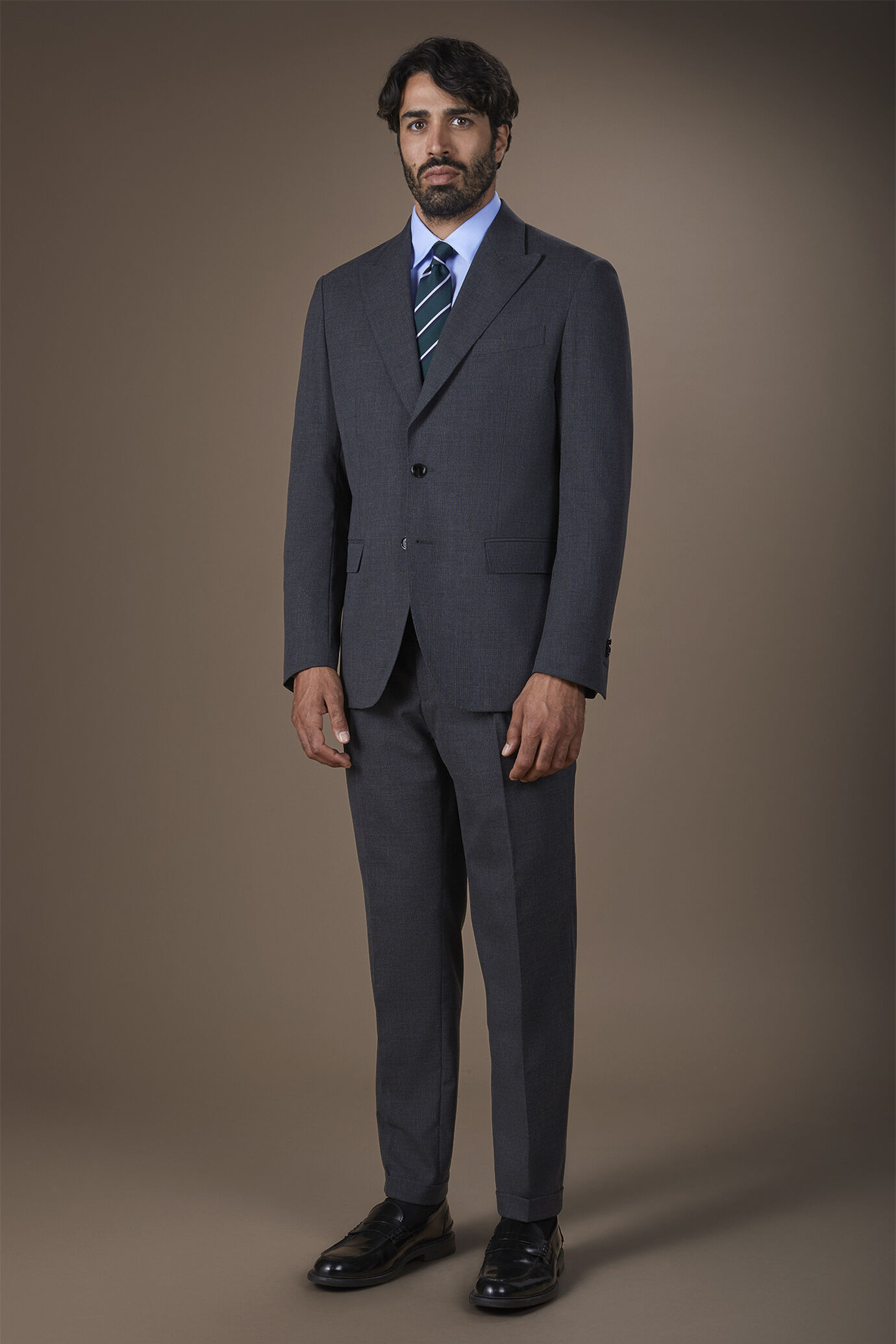 Costume homme avec veste deux boutons et revers à Lancia en prince de Galles