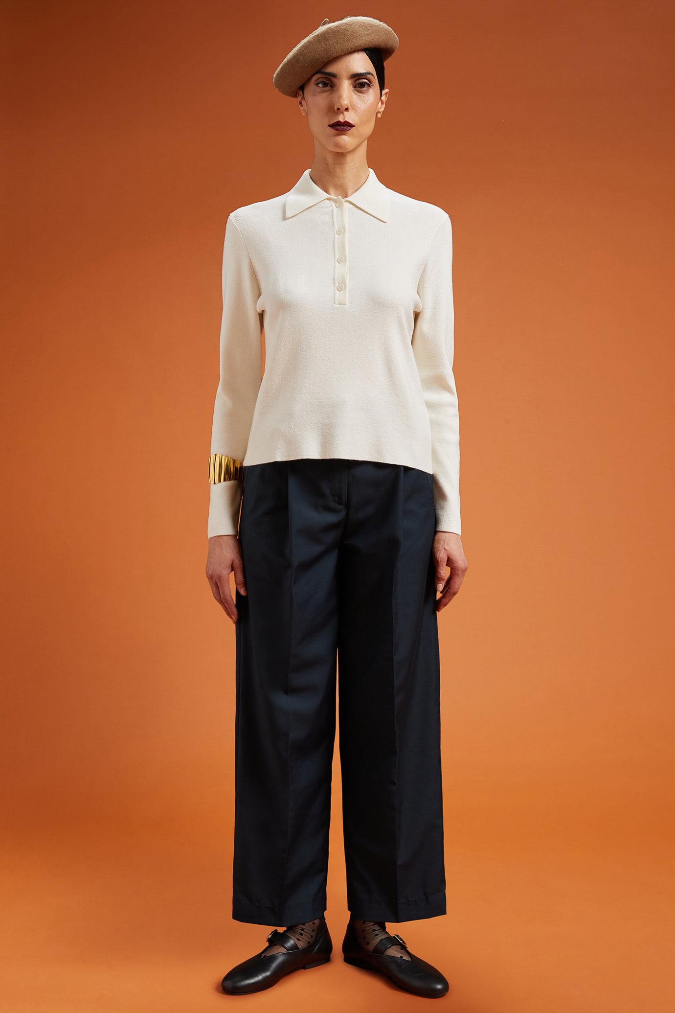 Polo pour femme, manches longues, coupe classique image number 2