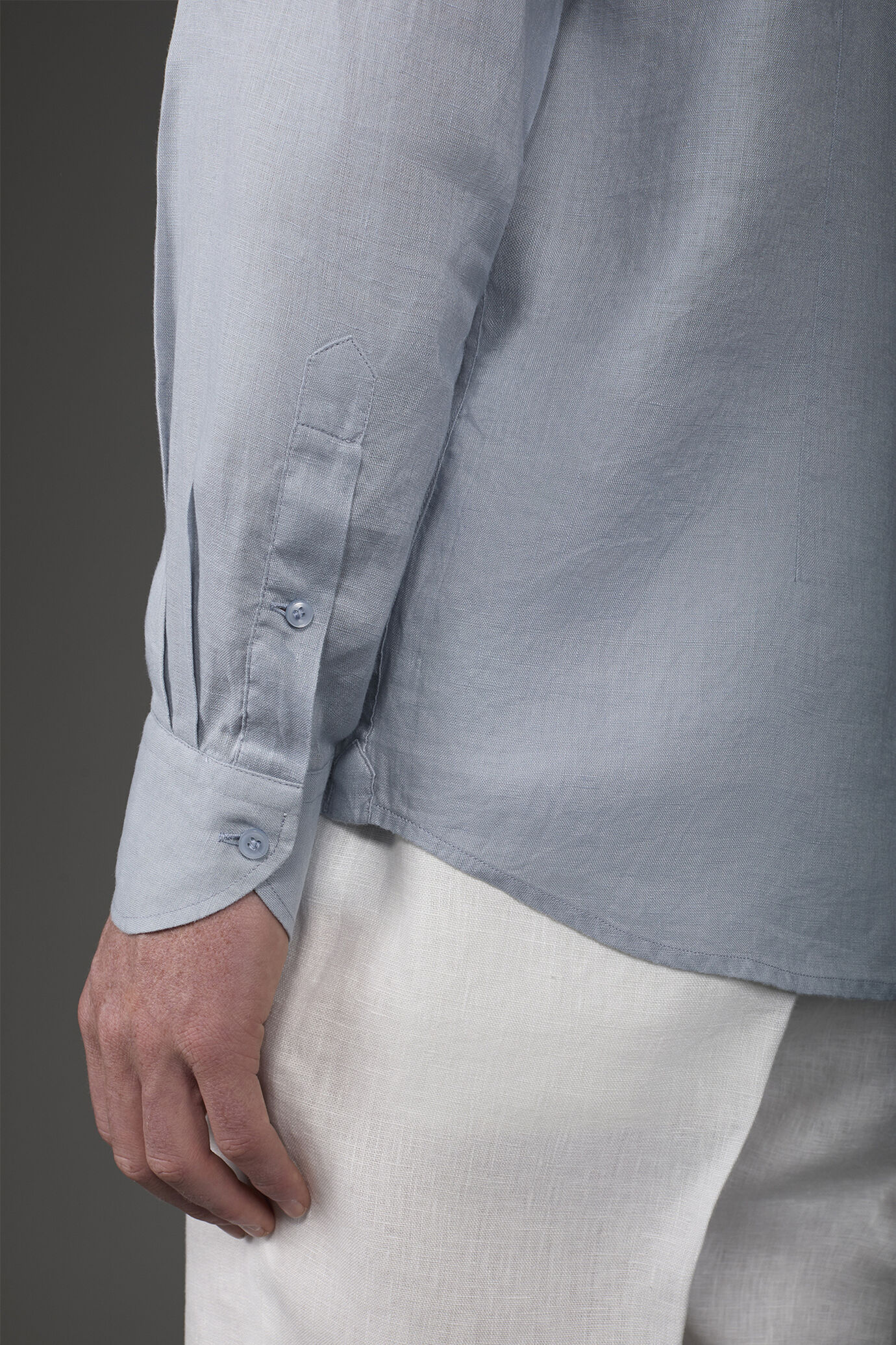 Men's casual shirt with classic collar, 100% linen image number 3