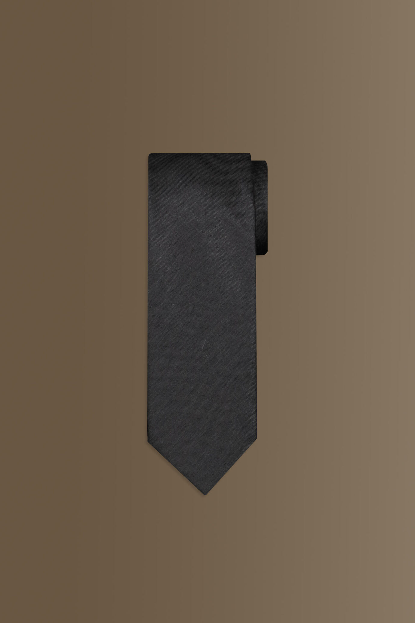 Cravatta uomo tinta unita con tessuto effetto lana image number 0