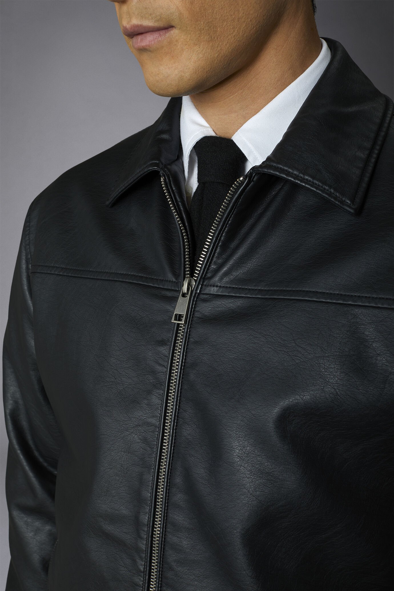 Giacca uomo in ecopelle con chiusura con zip comfort fit image number 3