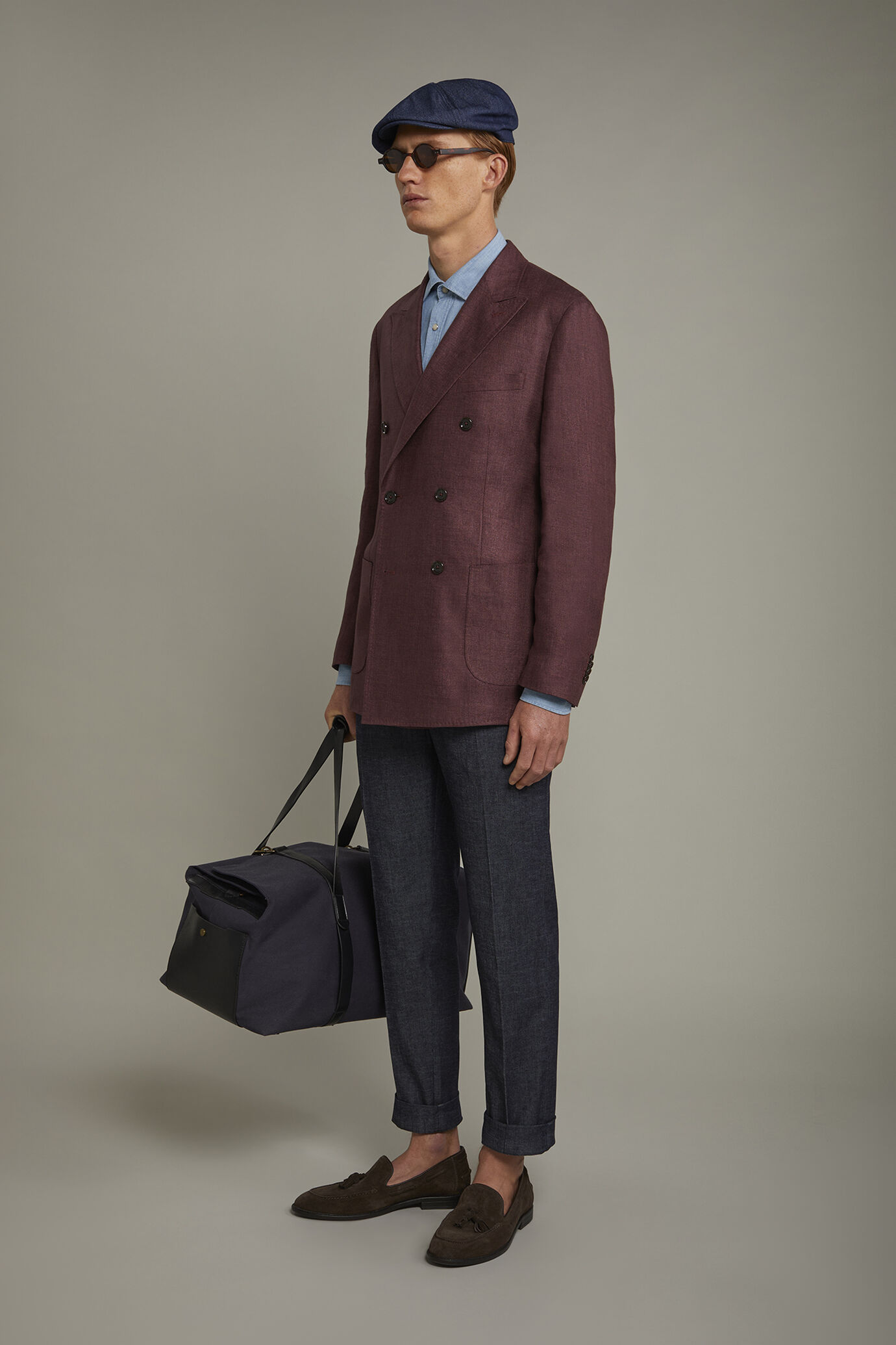 Pantalone classico uomo tessuto chambray regular fit image number 1