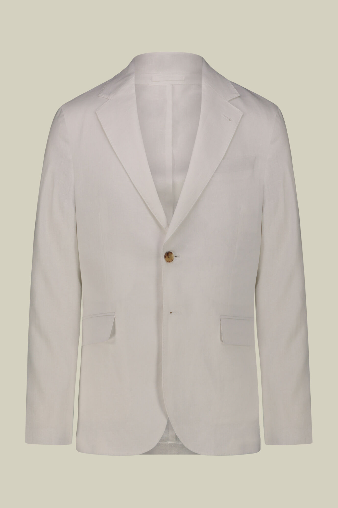 Single-breasted men's suit with flat front trousers, in 100% linen with a washed effect image number 4