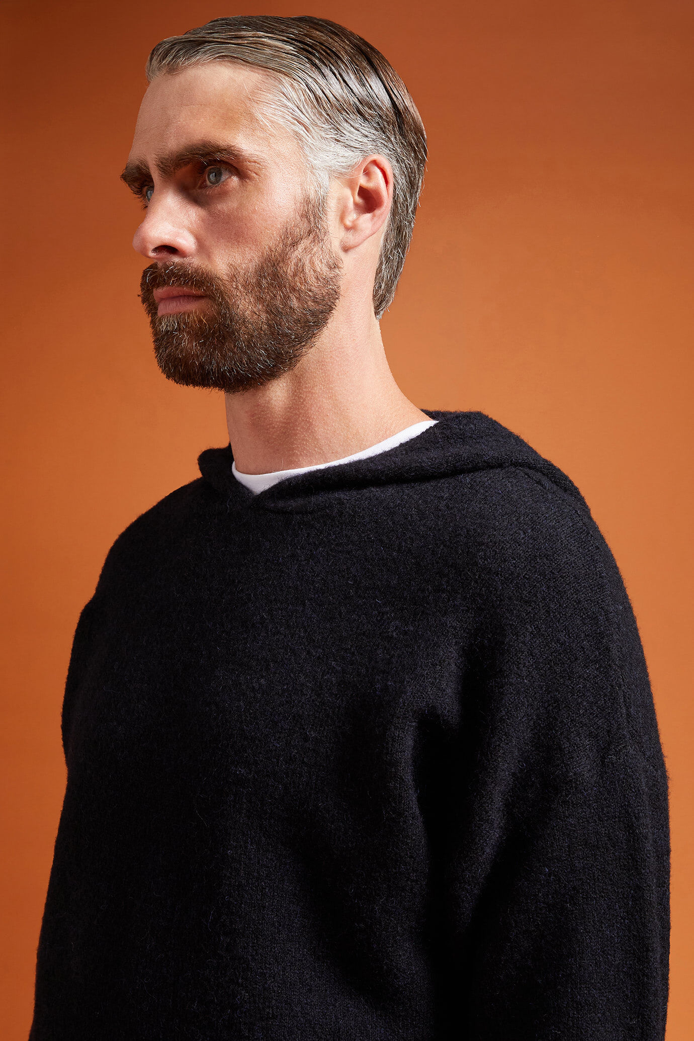 Men's regular fit hoodie in a wool blend image number 3