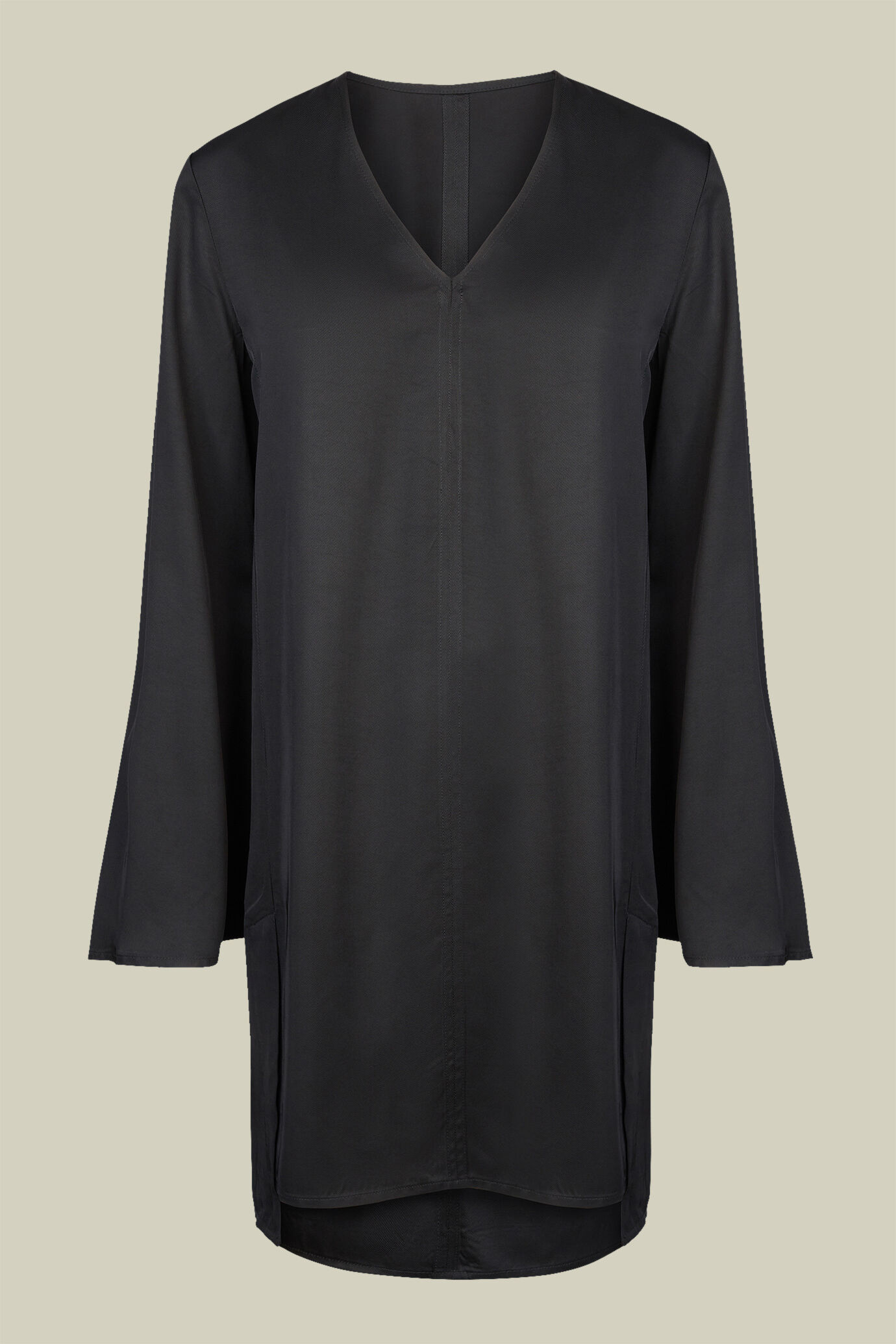 Robe fourreau pour femme, col V et manches trompette, coupe classique