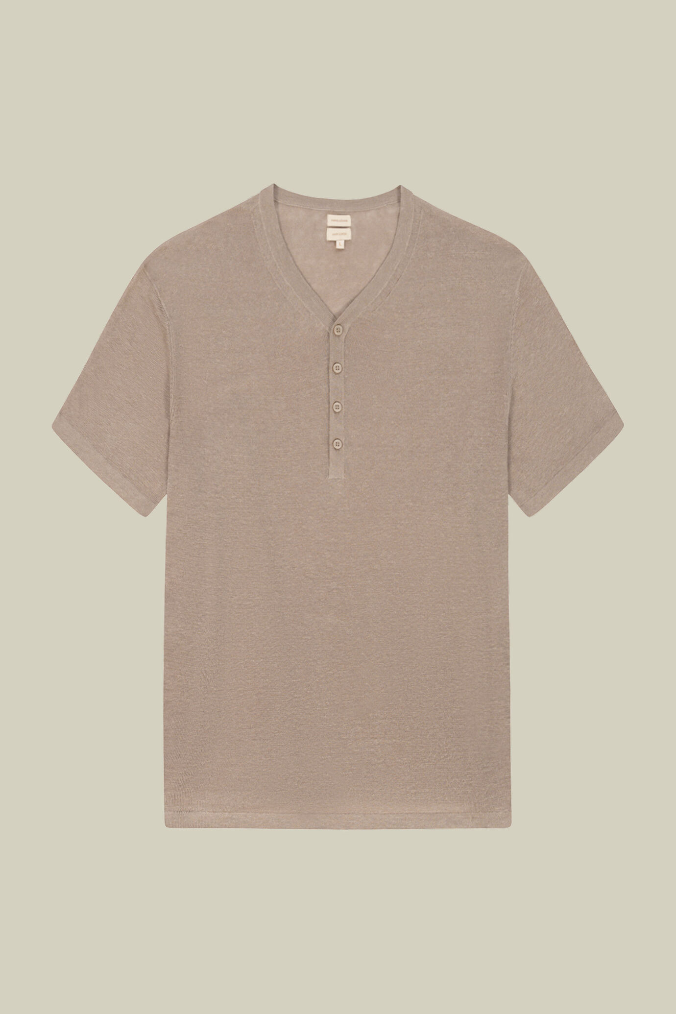 Herren-T-Shirt aus 100 % Leinen-Cr&ecirc;pe mit Kn&ouml;pfen image number 2