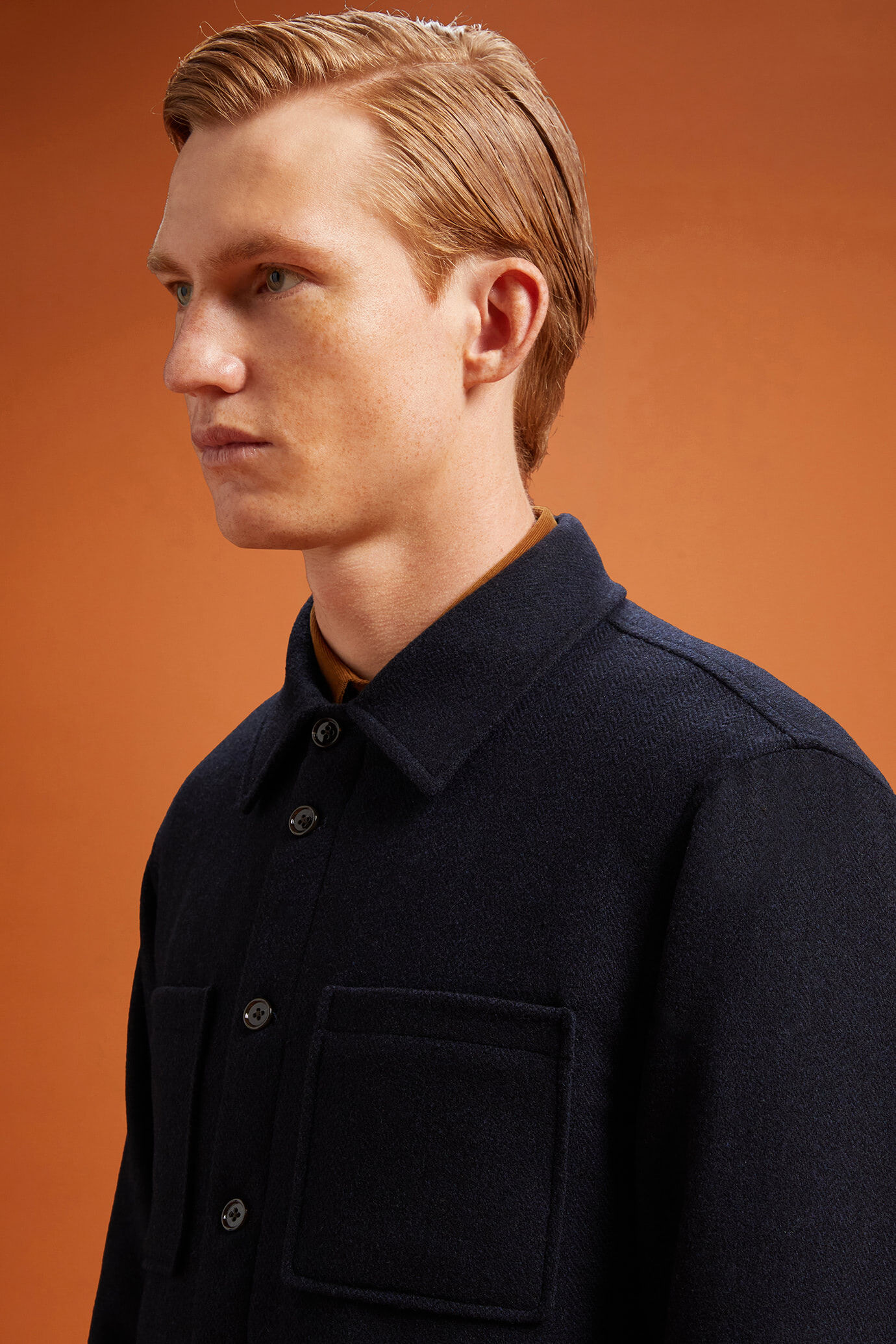 Herren-Overshirt mit Grätenmuster aus Wollgemisch in normaler Passform image number 3