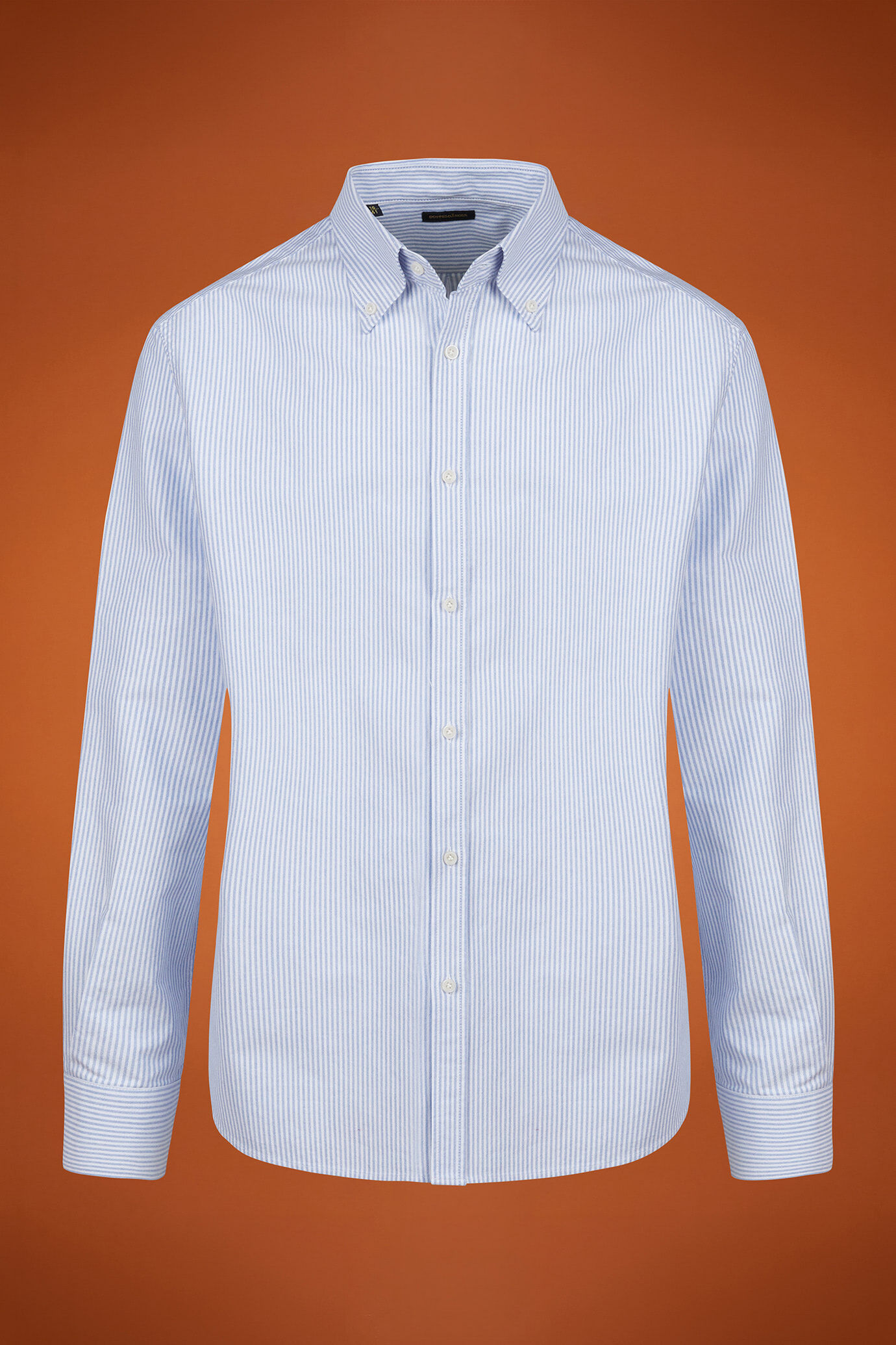 Einfarbiges Herren-Freizeithemd mit Button-Down-Kragen aus 100 % gestreifter, extrem leichter Oxford-Baumwolle mit Streifenmuster in bequemer Passform image number 5