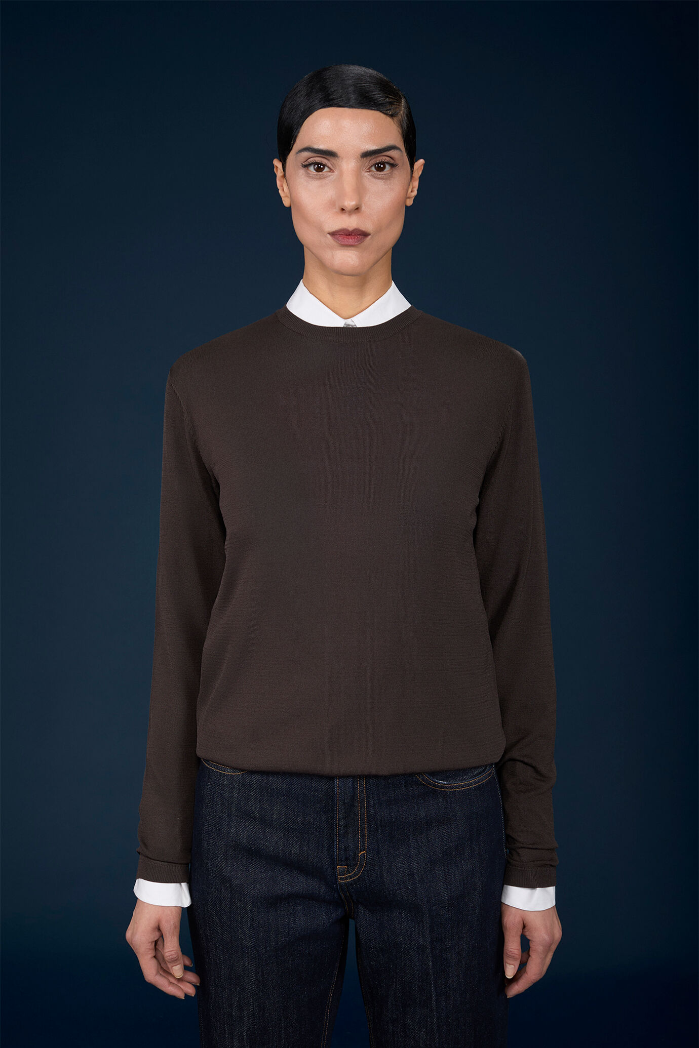 Langärmeliger Damen-Pullover mit Rundhalsausschnitt image number 1