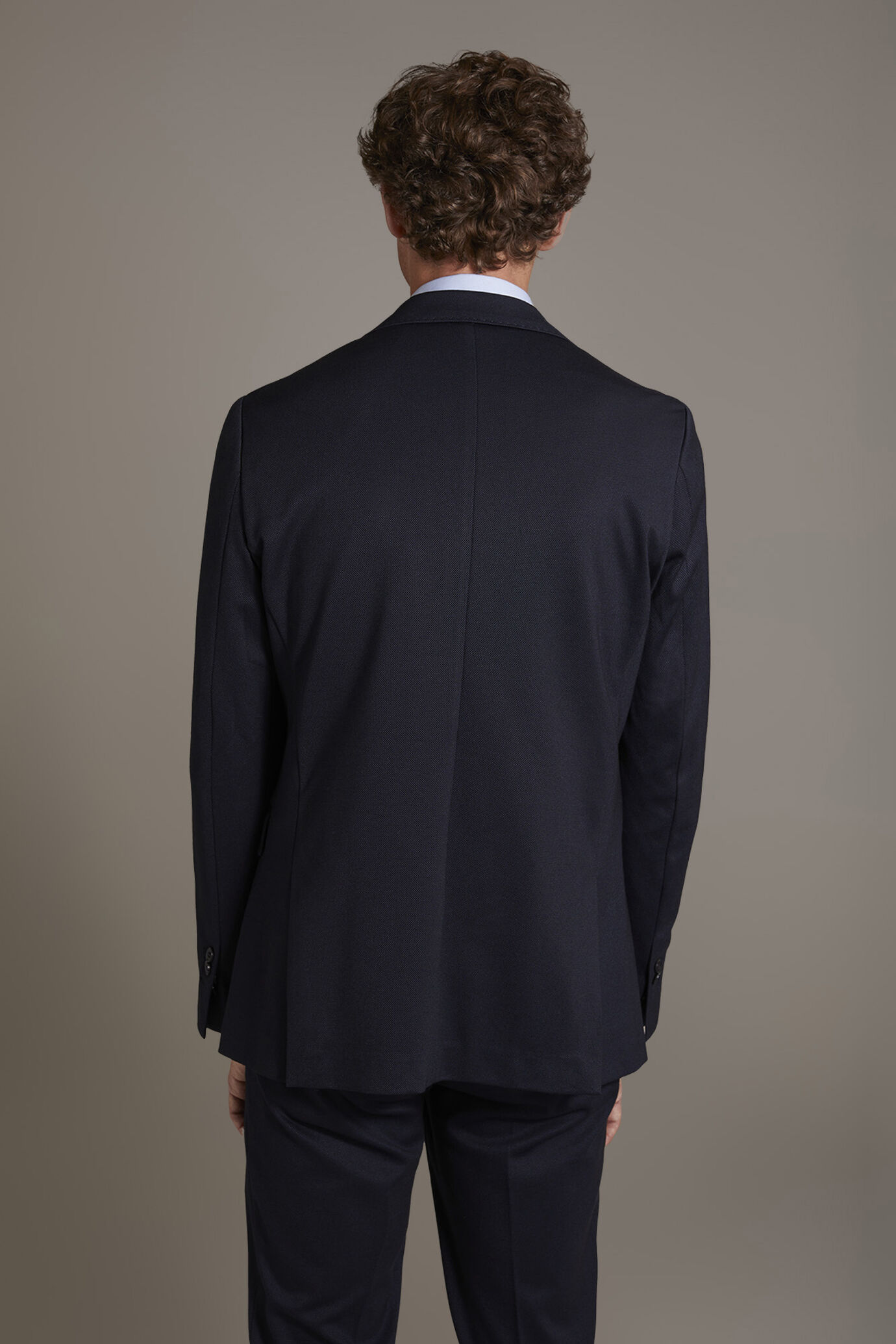 Regular fit single-breasted suit in birdseye jersey fabric image number 4