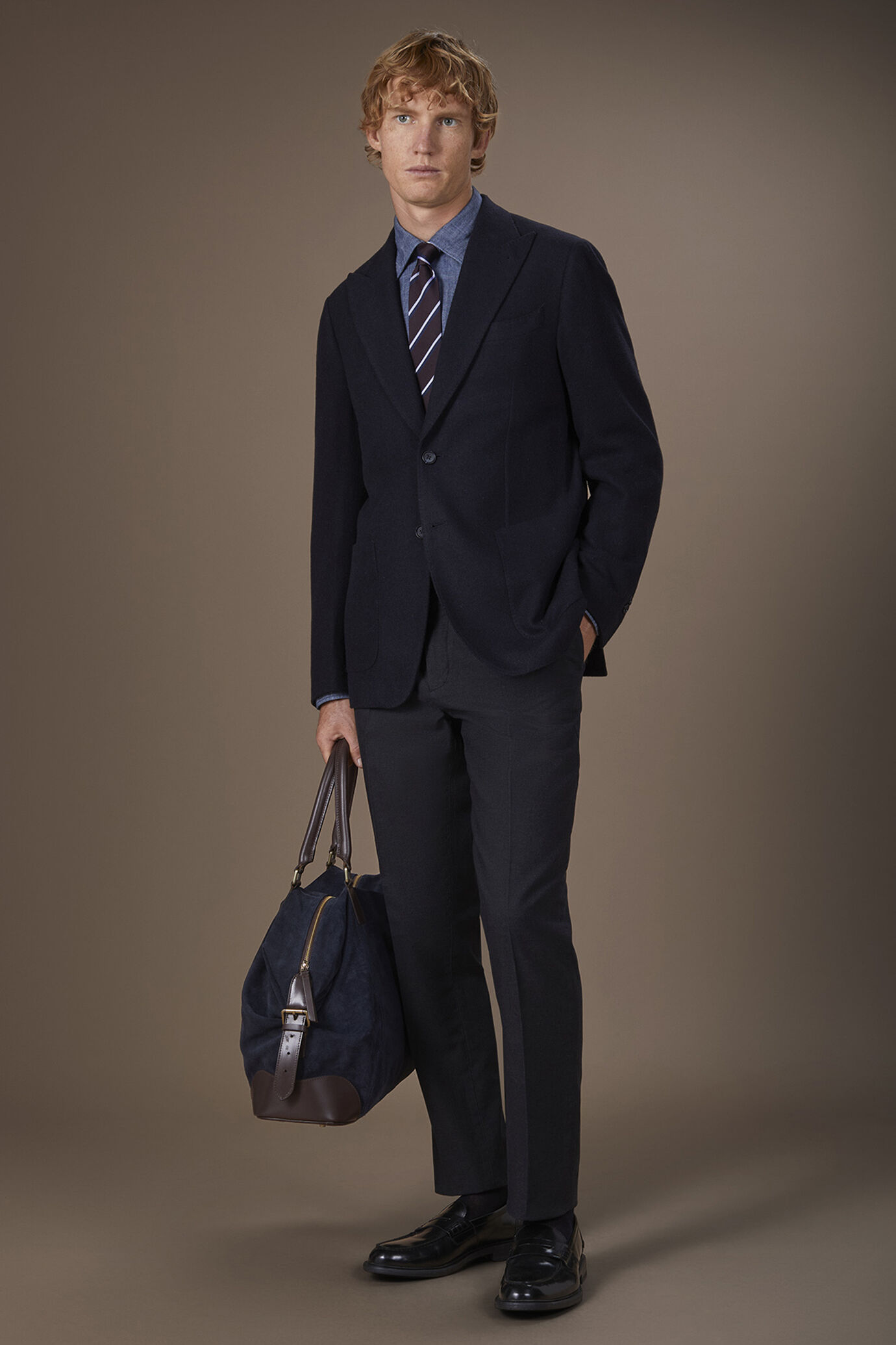 Men's single-breasted jacket in wool blend with herringbone pattern regular fit image number 0