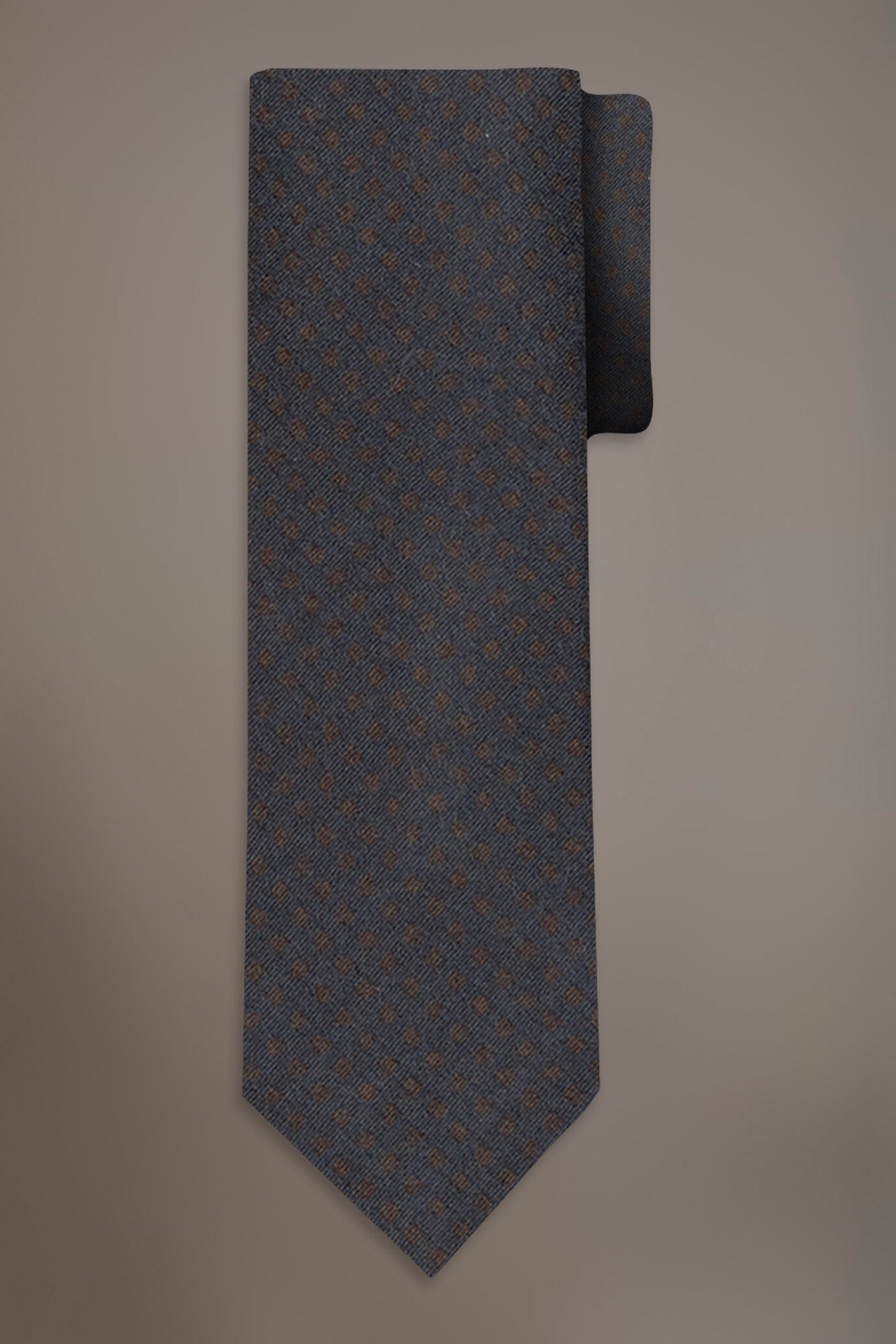Brushed effect wool blend tie pois fancy image number 0