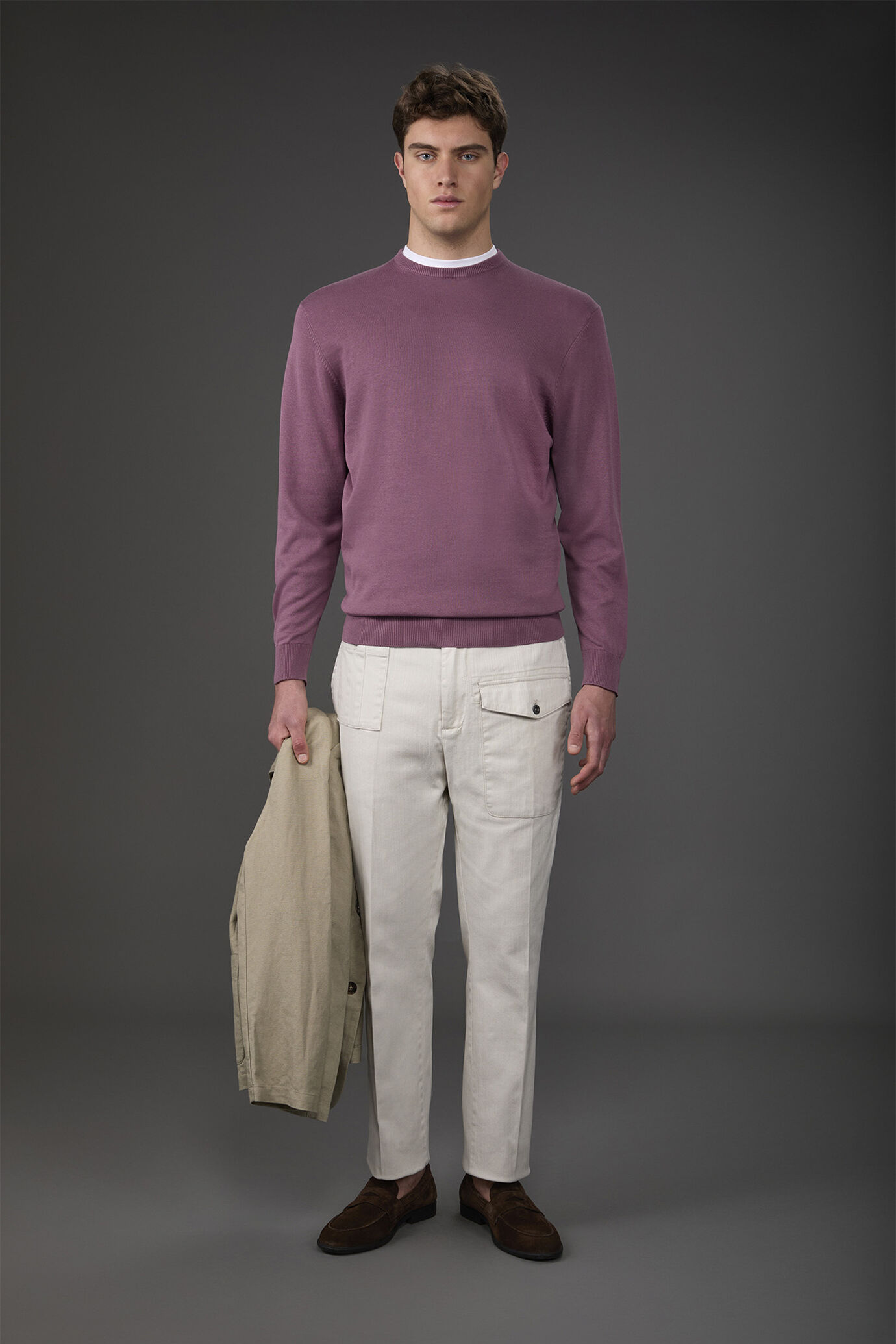 Herren-Pullover mit Rundhalsausschnitt aus 100 % bio-gewaschener Baumwolle image number 0
