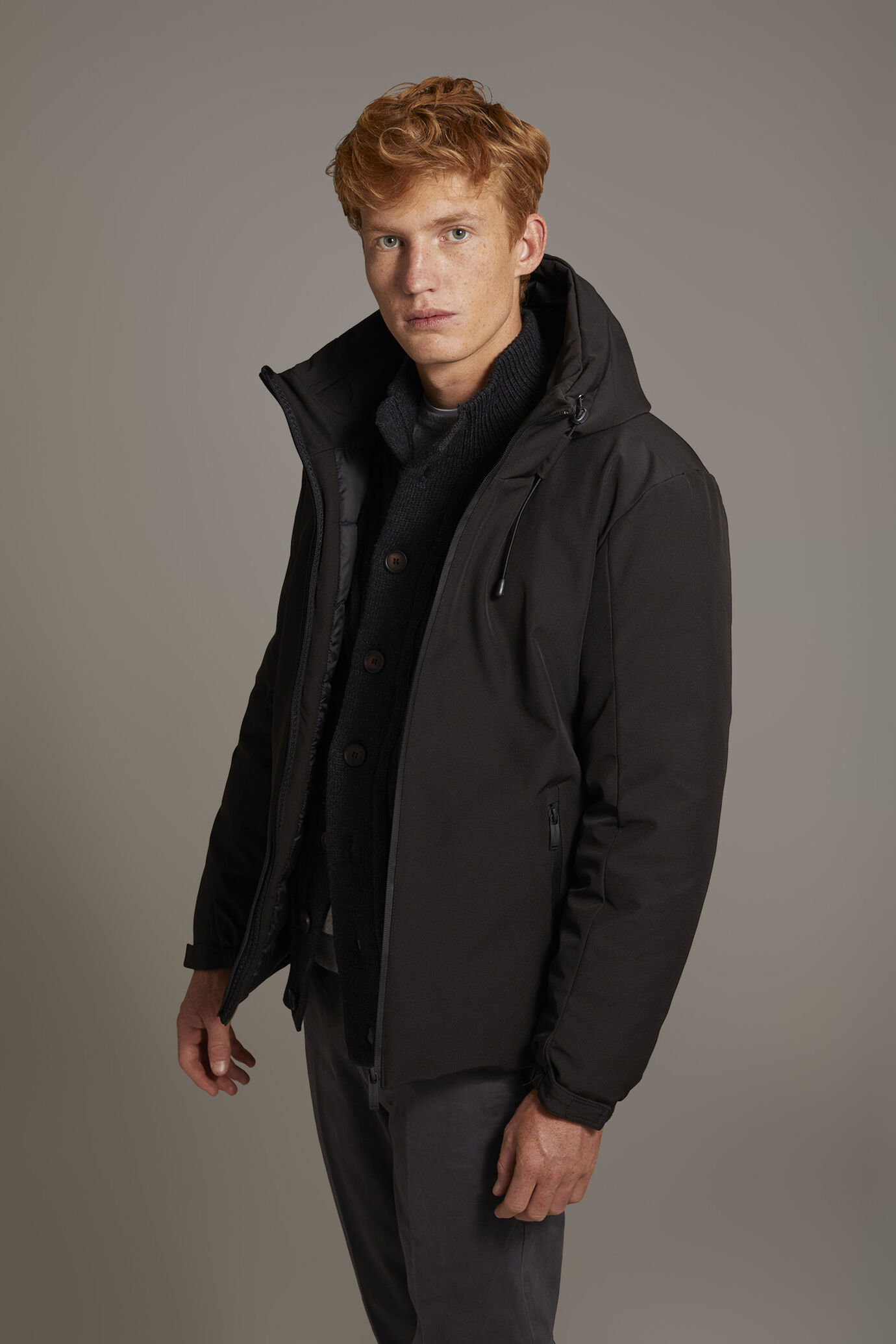 Tech jacket with hood poly tech stretch image number 1
