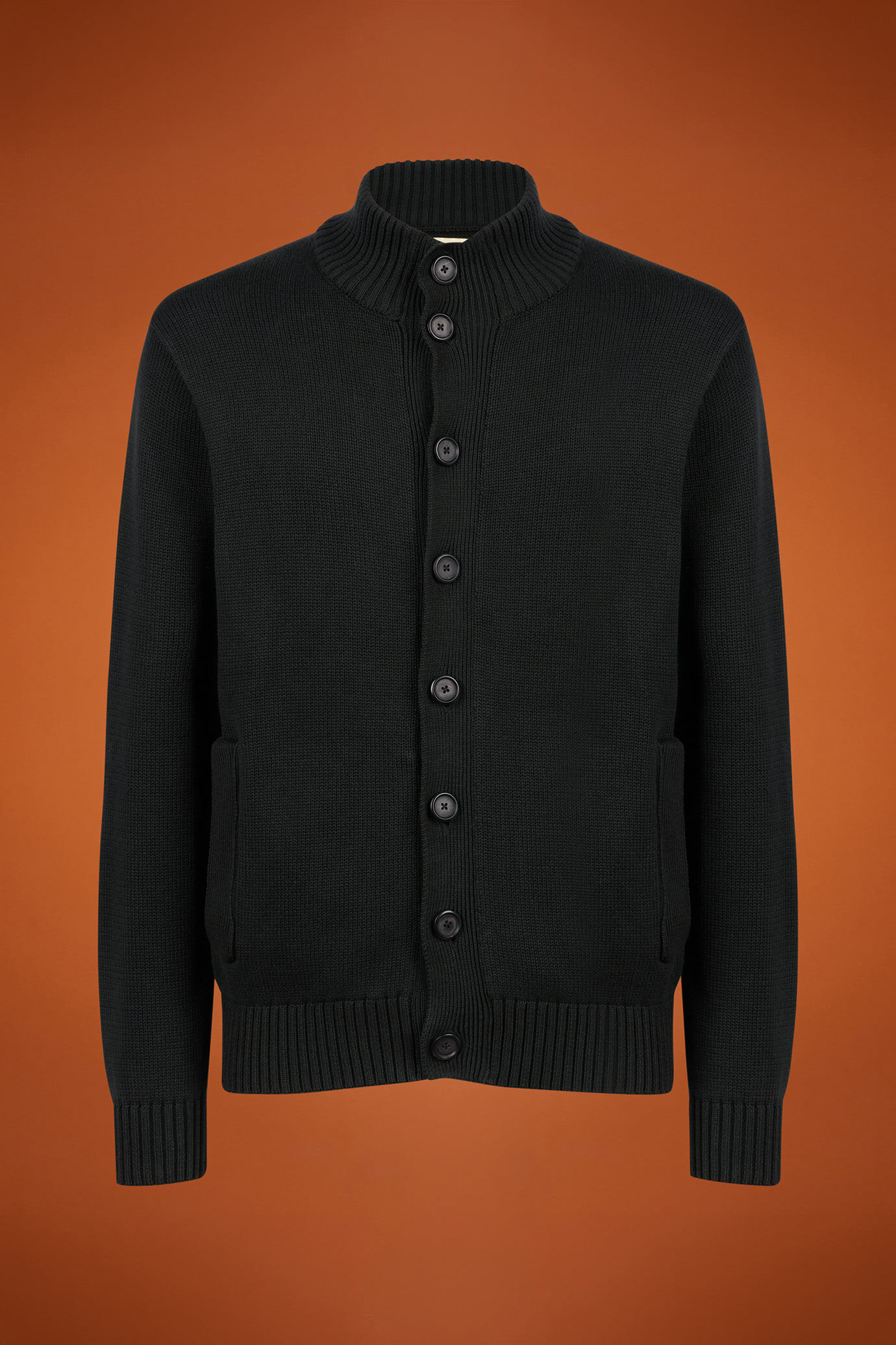 Cardigan uomo con collo alto 100% cotone regular fit image number 4