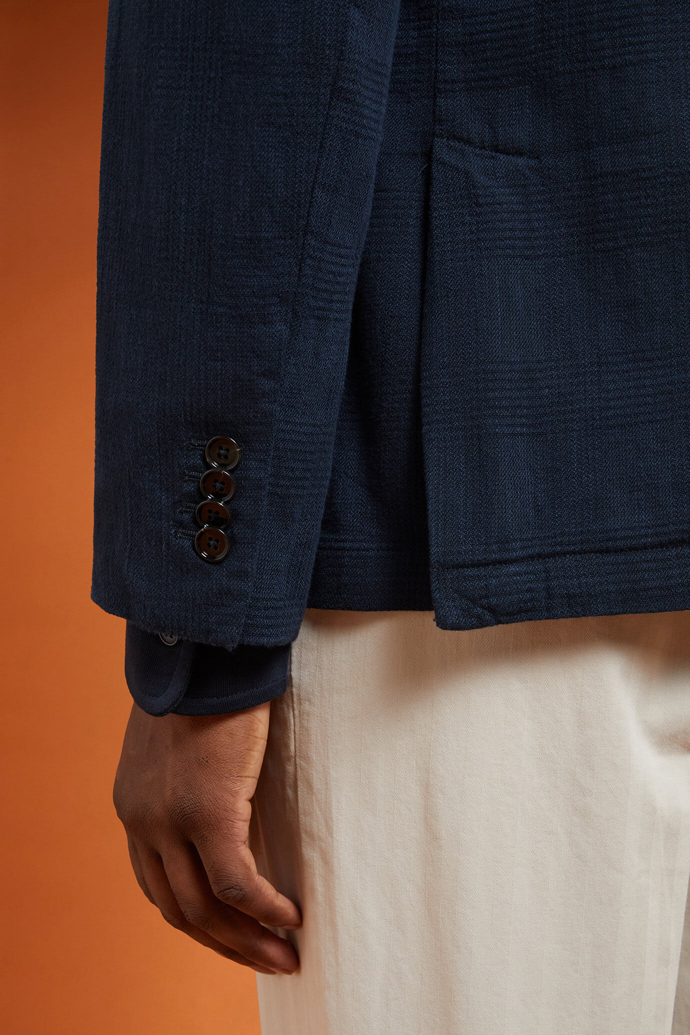 Veste homme à simple boutonnage, non doublée avec poches plaquées, motif prince-de-galles, coupe régulière image number 2