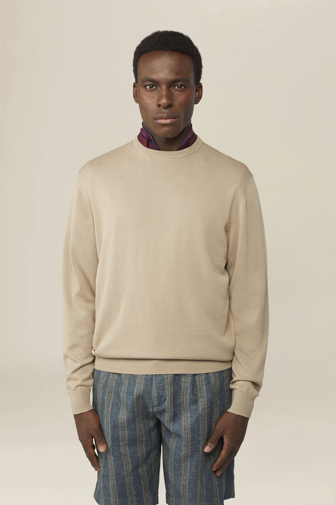 Pull &agrave; col rond pour homme 100 % coton