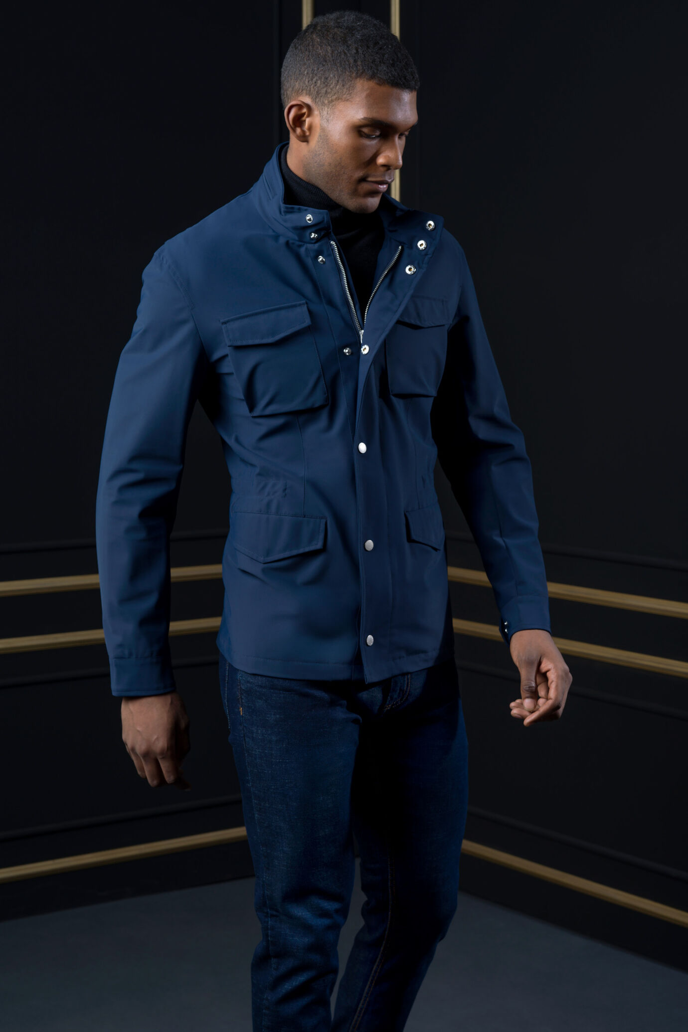 Jeans Mens Linen Field Jacket Shirt Blue Field Jacket Mens Unlined