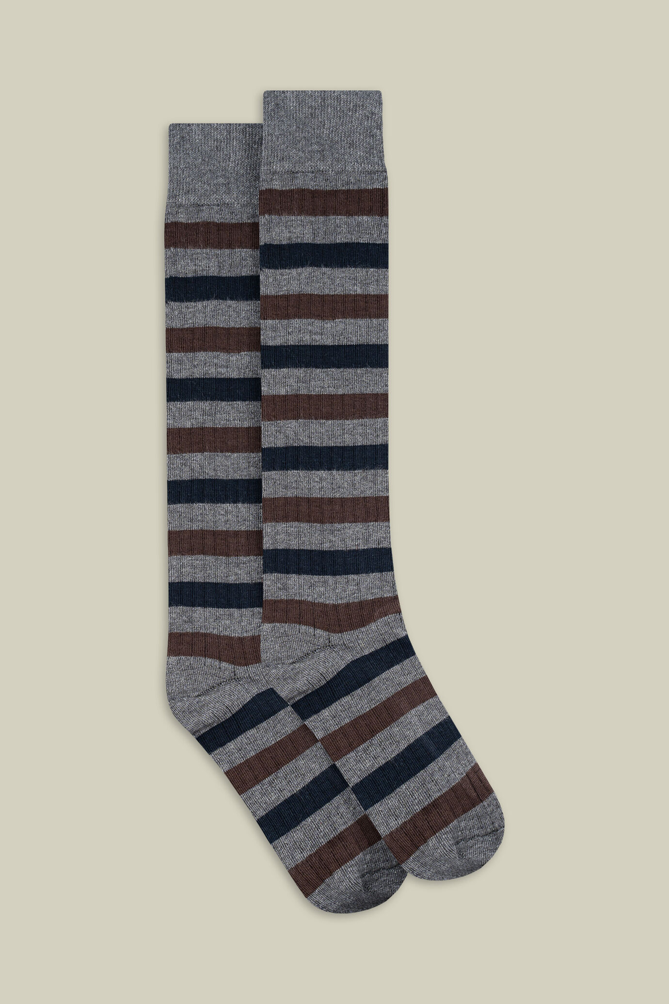 Herren-Socken aus glatt gestricktem Material mit horizontalen Streifen image number 0