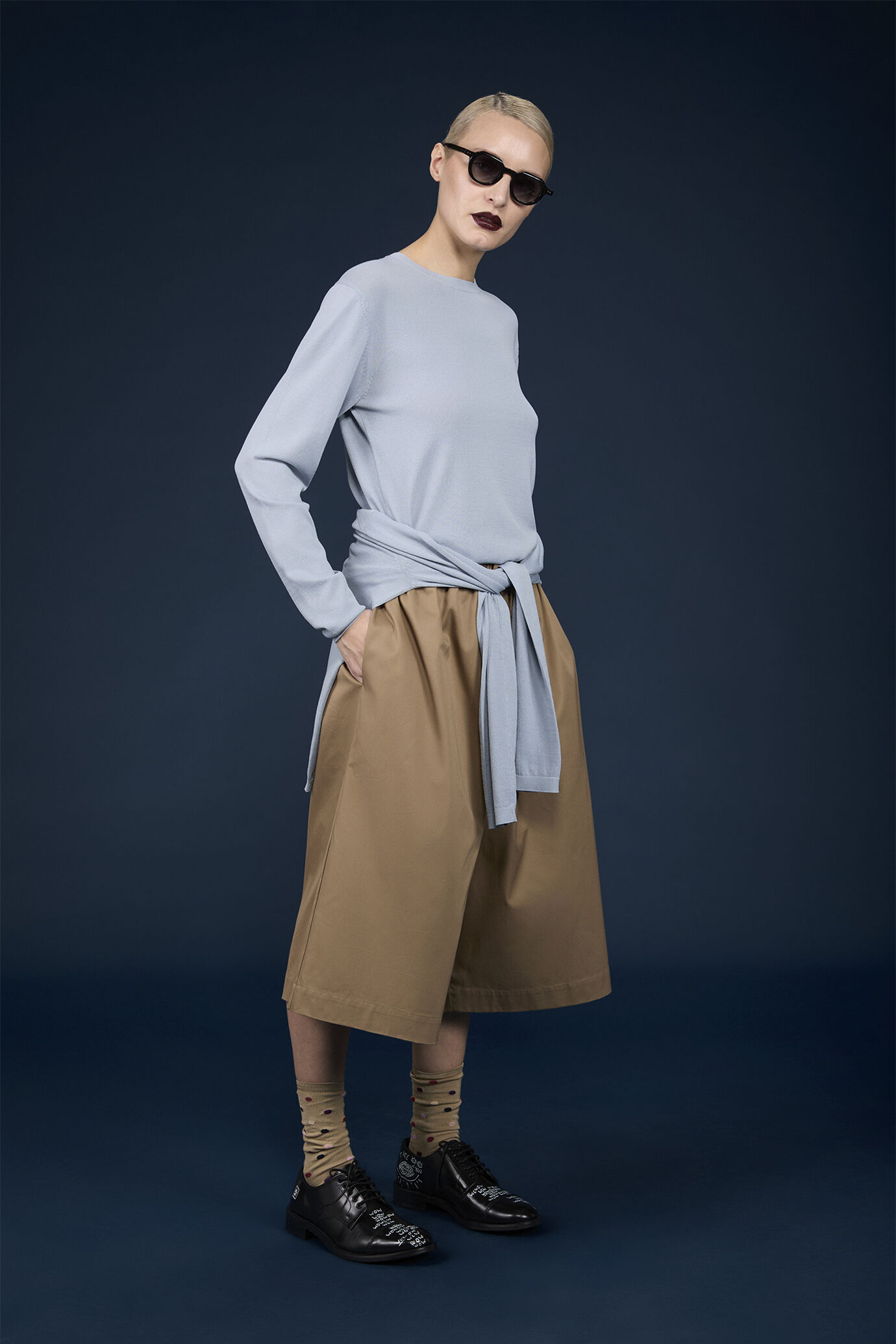 Long Bermuda skirt elastic waist 100% cotton image number 1