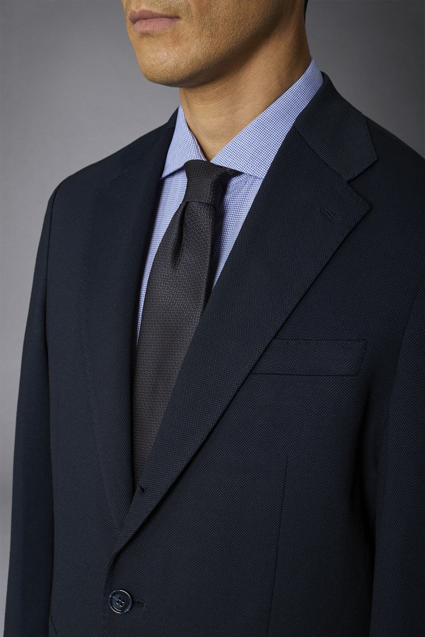 Men's single-breasted suit regular fit jersey fabric image number 3