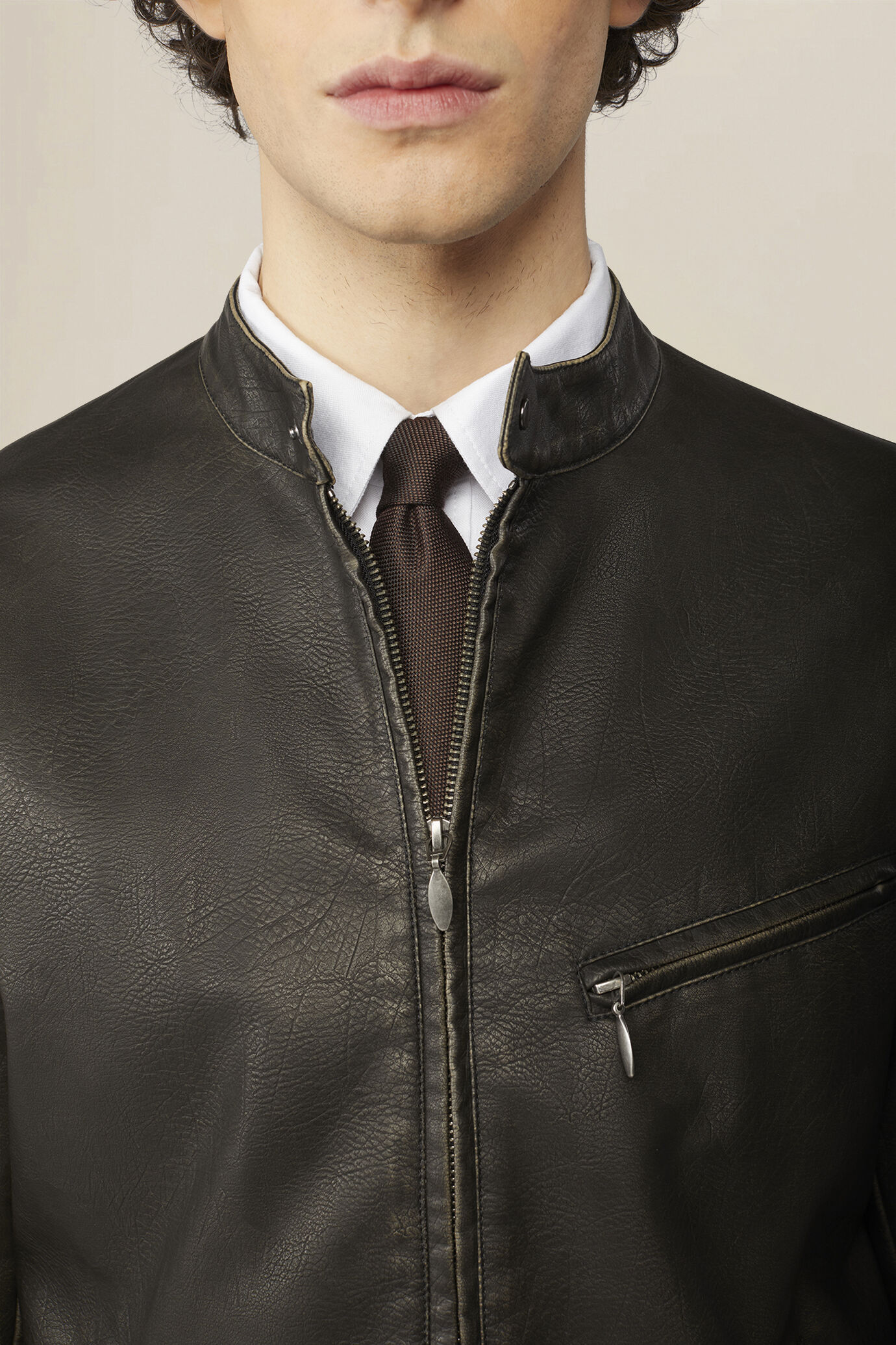 Men's faux leather biker jacket, lined, regular fit image number 2