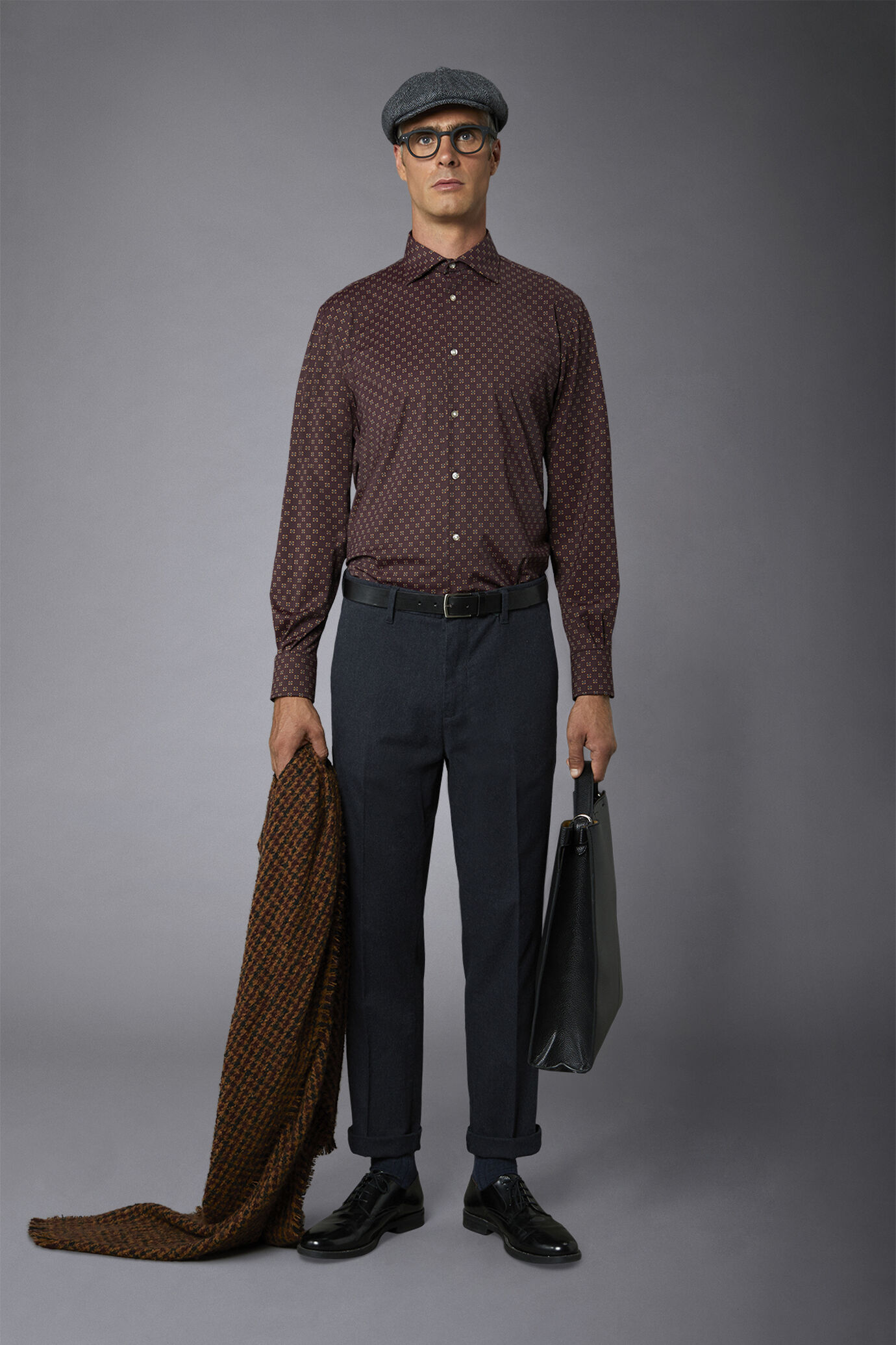 Camicia classica genderless tecnica comfort fit tessuto fantasia image number 0