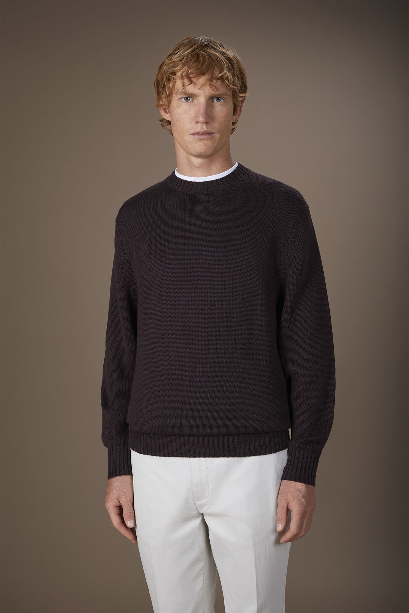 Men's crew neck ribbed knit sweater regular fit. image number 0