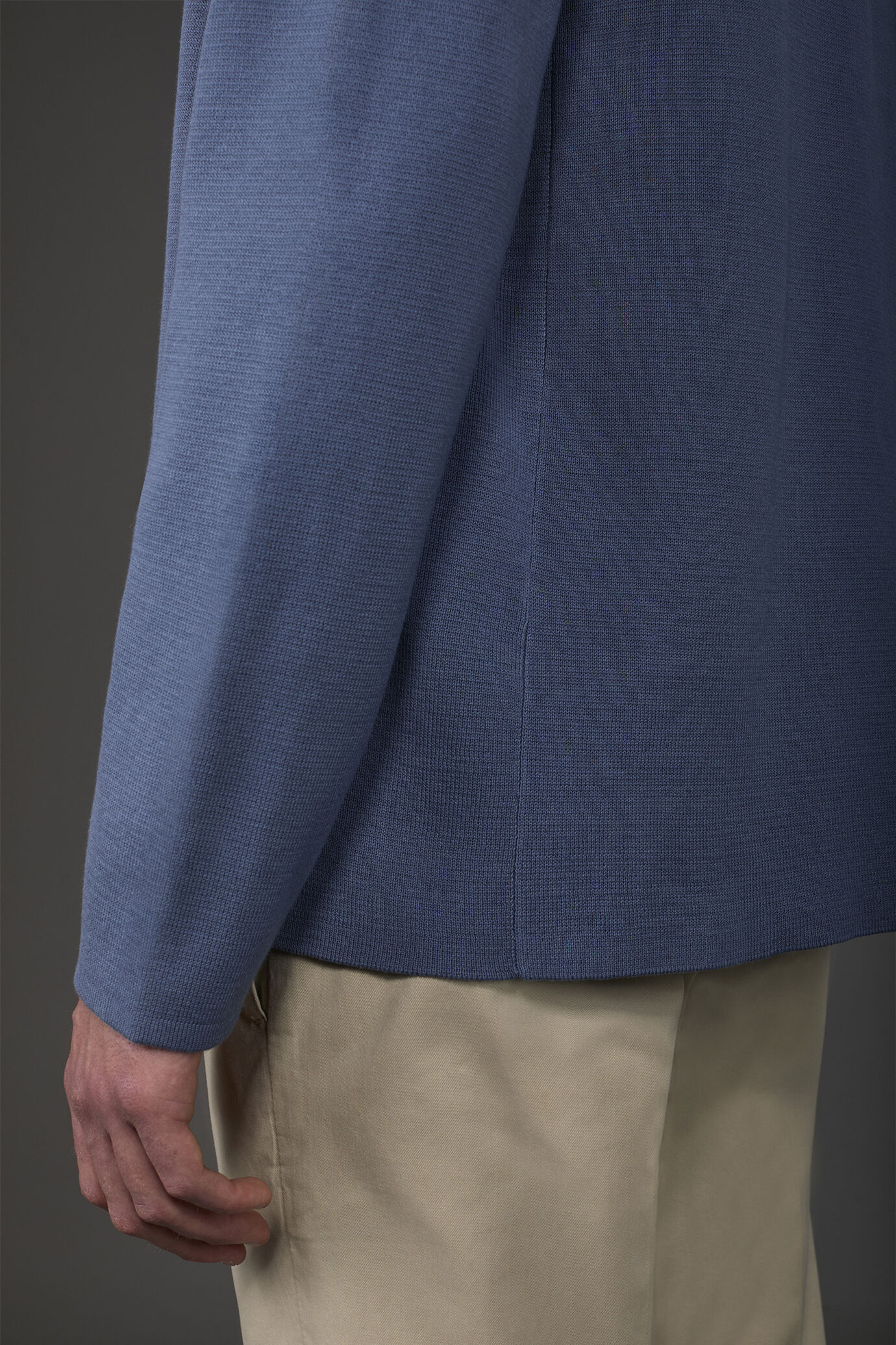 Men's cardigan with patch pockets, 100% cotton milano rib knit image number 3