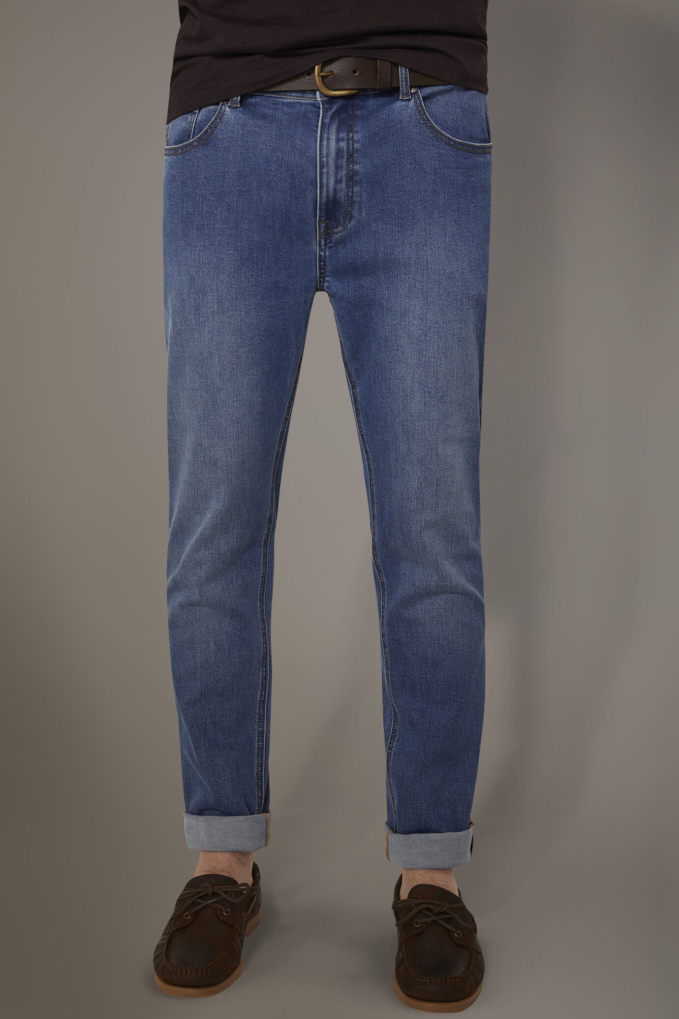 Jeans 5 pockets regular fit denim fabric image number 3