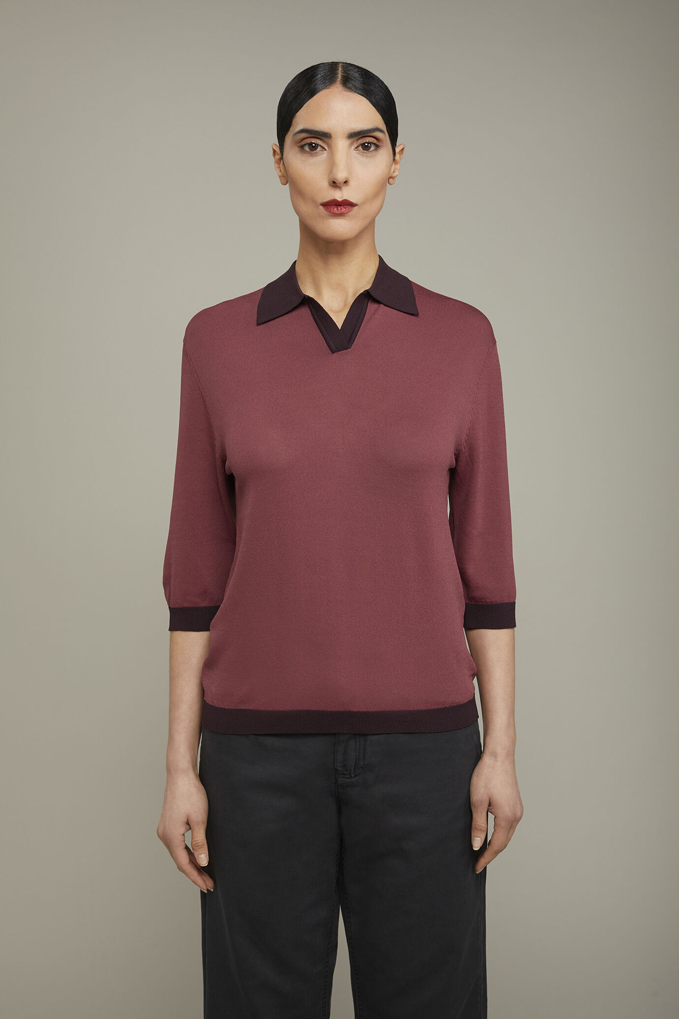Damen-Poloshirt mit 3/4-Ärmeln in normaler Passform image number 2