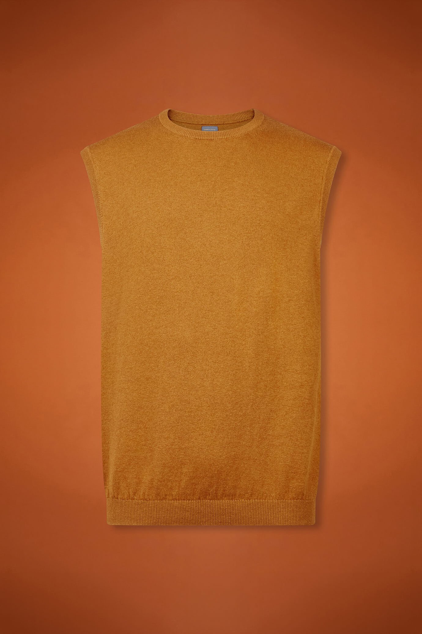 Men's regular fit crew neck tank top in wool and cotton image number 5